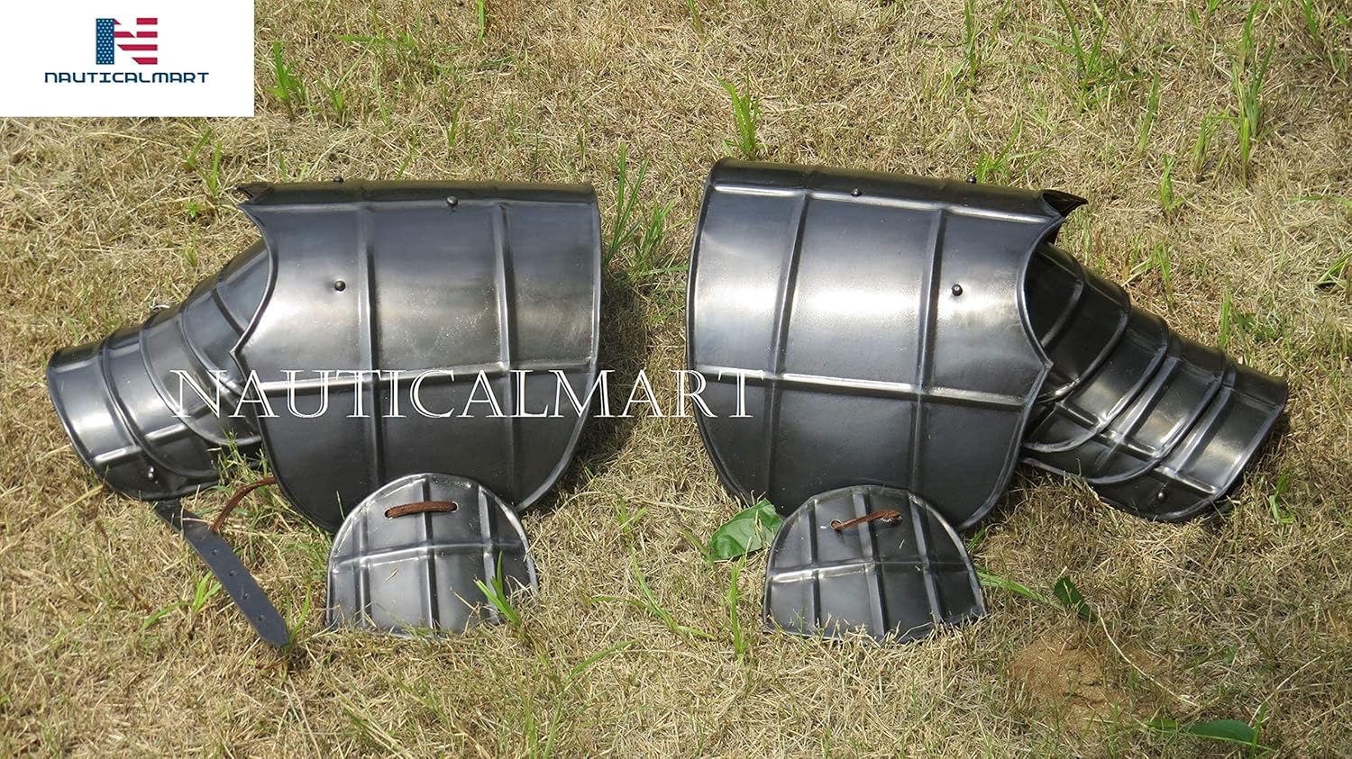 NauticalMart Halloween Blackened Pauldrons LARP Steel Medieval Shoulder Guard