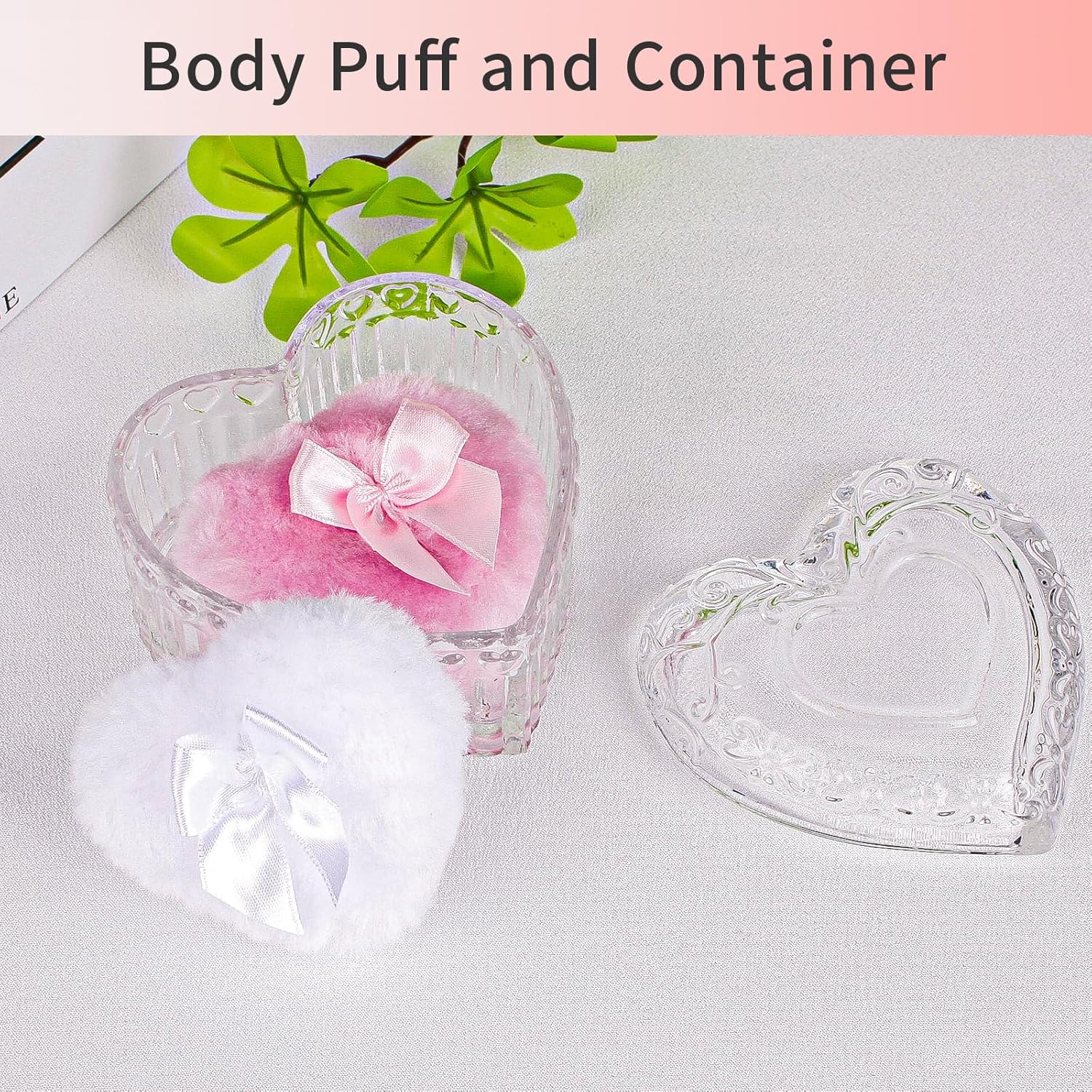 Large Body Powder Puffs and Containers, Crystal Clear Powder Container with Soft Power Puffs, Reusable Dusting Powder Case with Washable Velvet Face Body Glitter Puffs Wet and Dry Makeup - Image 3
