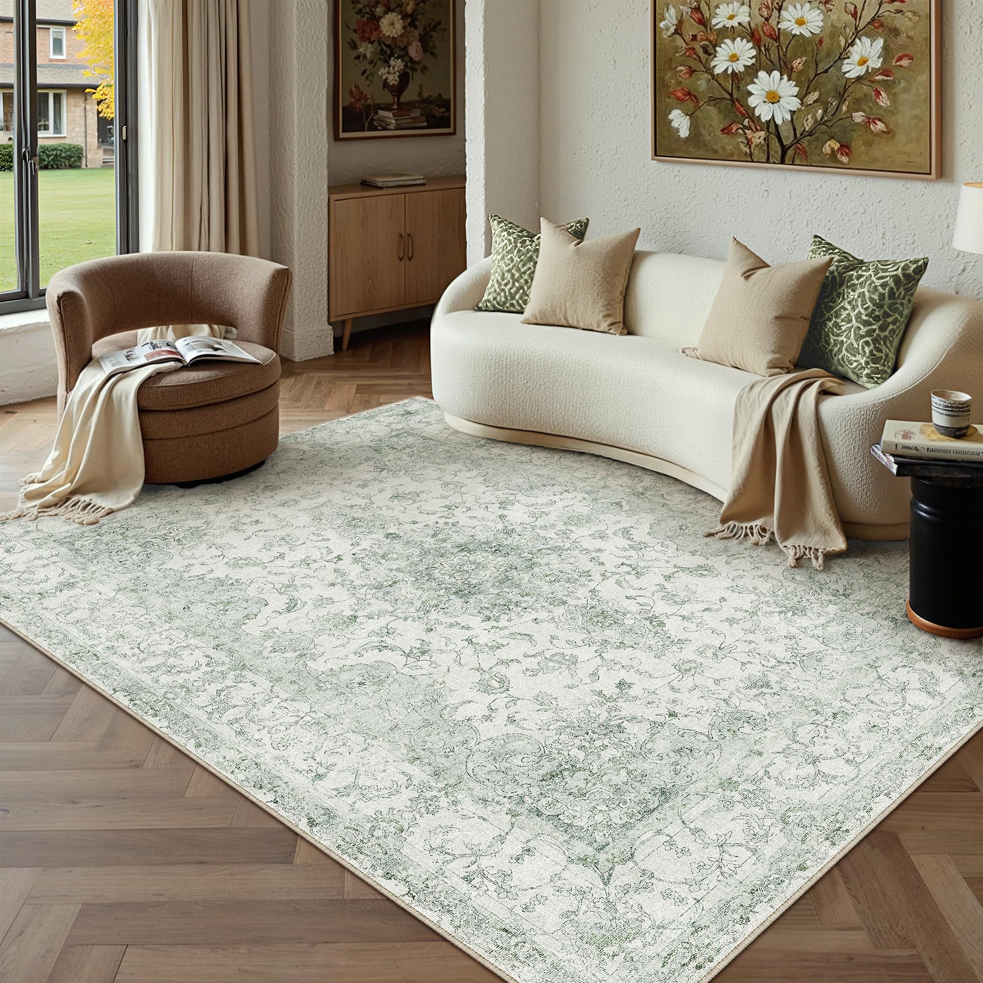 PureCozy Vintage Green Rugs Living Room 160x230cm Area Rug