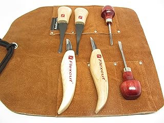 Flexcut Beginner Palm and Knife Set Ramelson Gouge & Bent V Woodcarving Tools