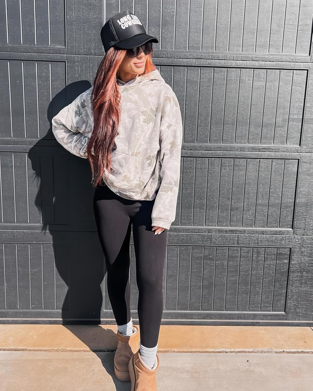 Qifeodm Womens Camo Hoodie Maple Leaf Print Oversized Fleece Hooded Sweatshirt Long Sleeve Pullover Hoodies with Pocket - Image 6