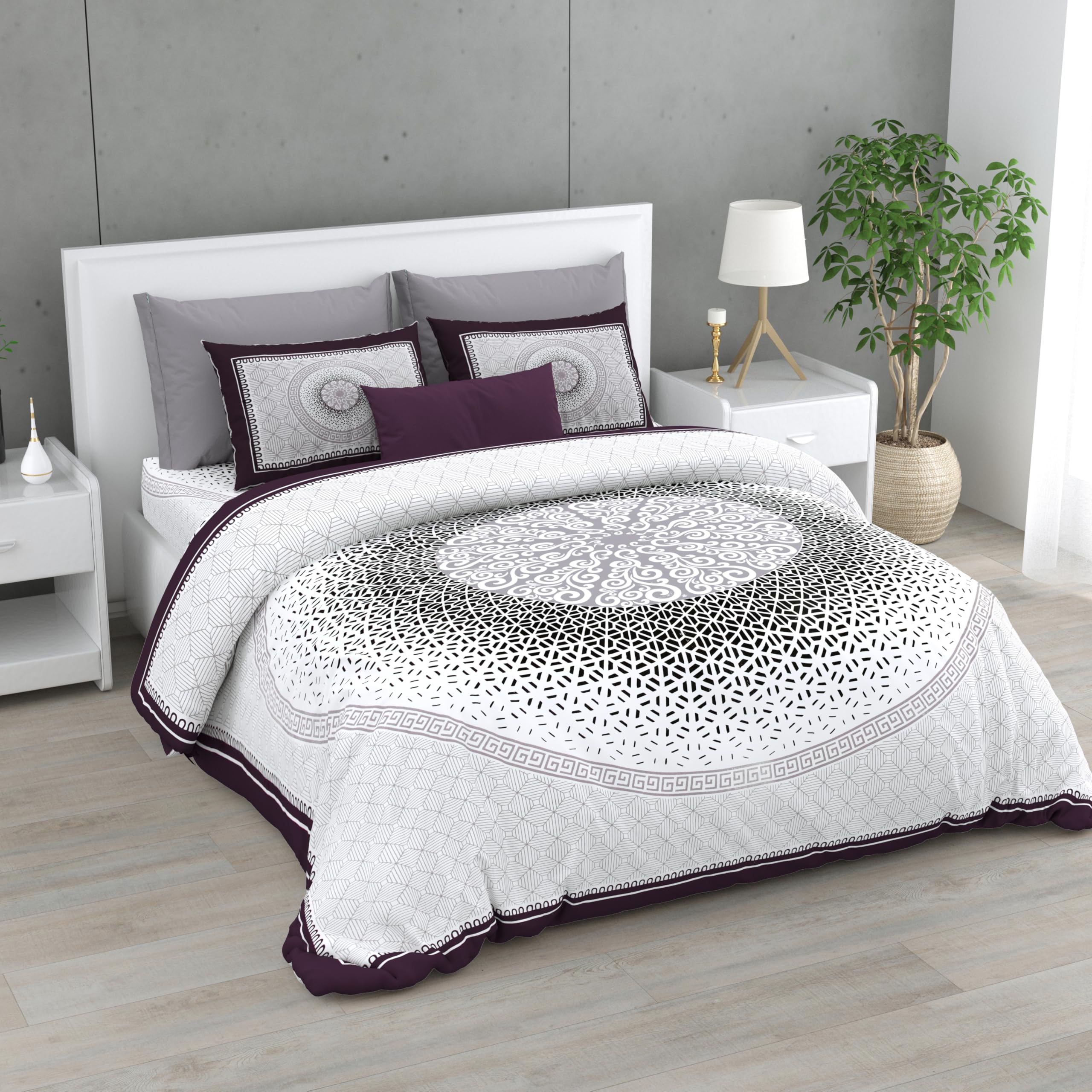 Jaipuri Block Print King Size Cotton Bedsheet Set -25