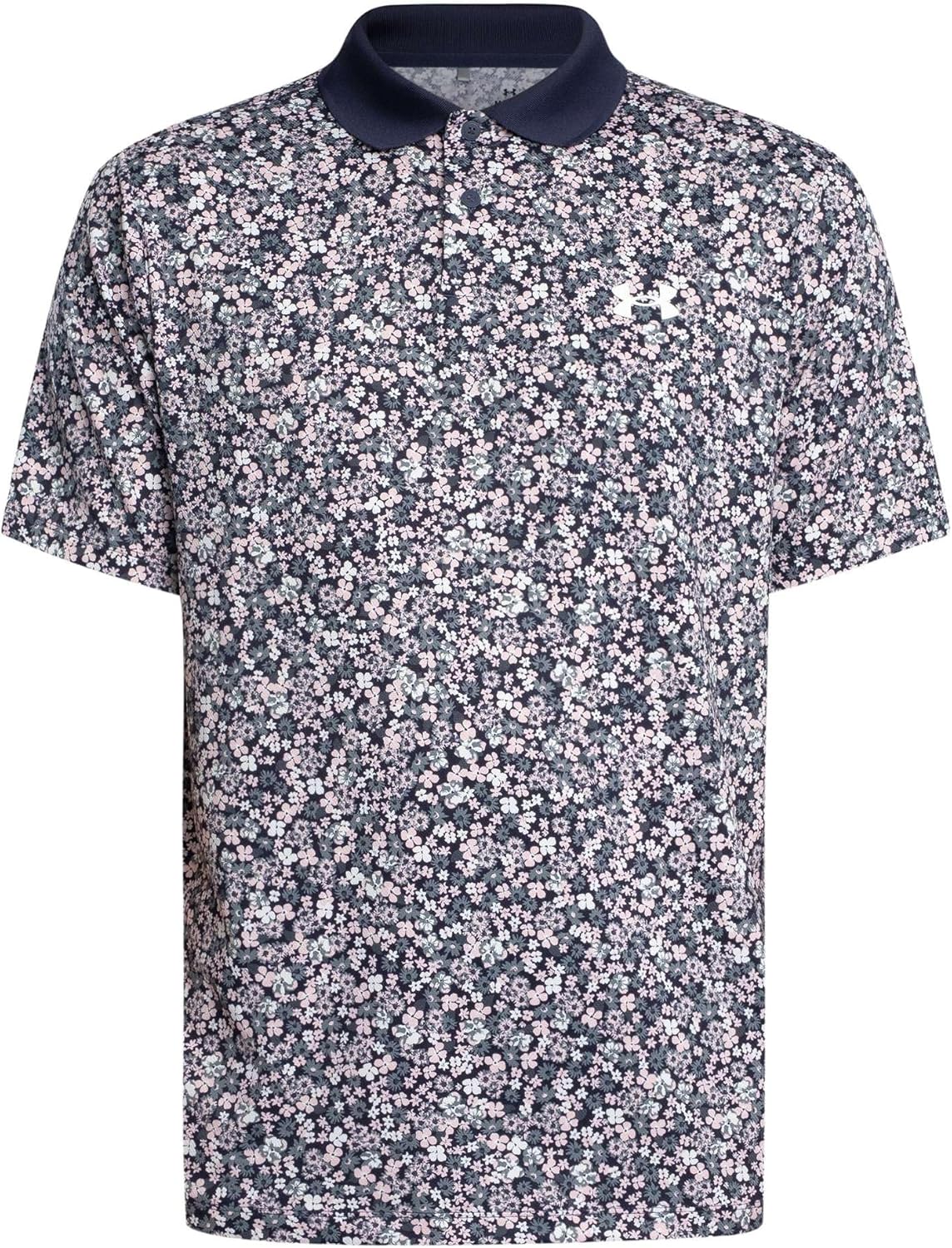 Under Armour Men's Standard Matchplay Printed Golf Polo, Midnight Navy/Downpour Gray/Midnight Navy - Image 5