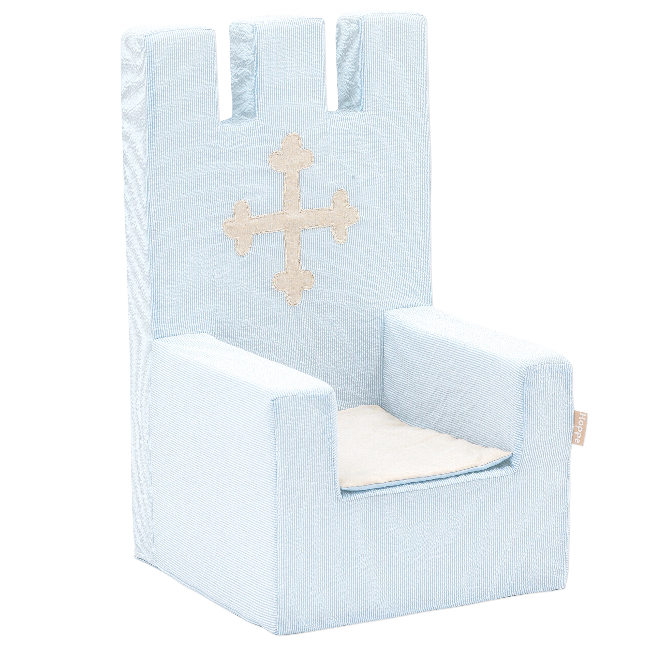 Hoppekids King foamchair, Cushioned, with armrests, 60 x 60 x 40 cm, 100% Cotton, Oeko-tex Certified, Foam, Light Blue, 60x40x60 cm
