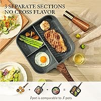 Vista 3 de Sensarte - Sartén antiadherente dividida para estufas, sartén versátil de 3 secciones para desayunos, parrilla cuadrada duradera, sartén para Gris