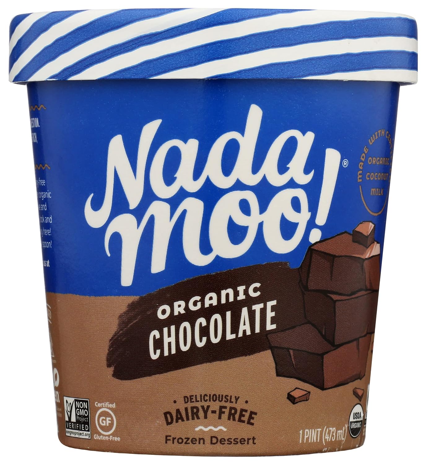 NadaMoo! Dairy-Free Ice Cream, Organic Chocolate, 16 oz (Frozen)