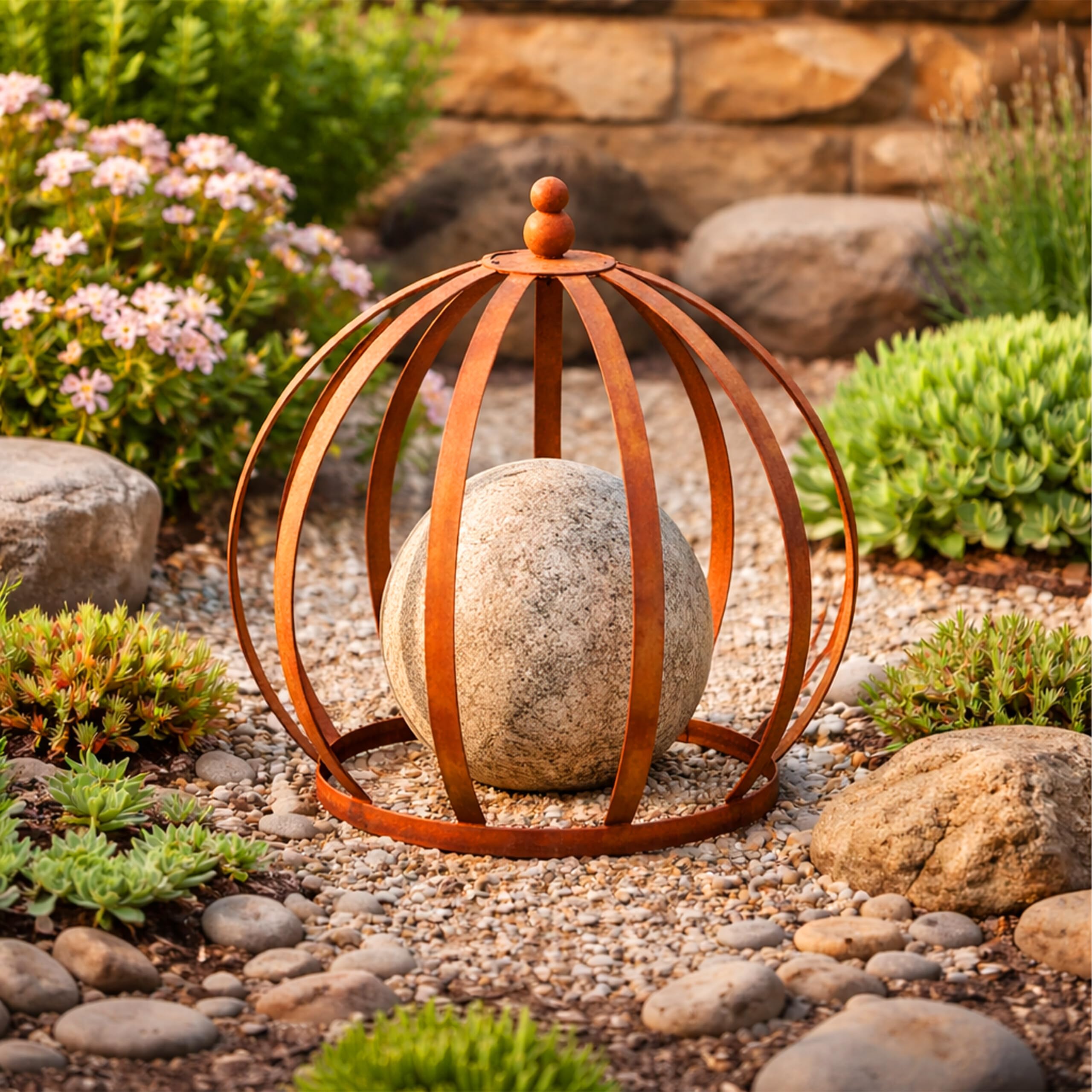 Relaxdays Supports pour Plantes vivaces, Lot de 2, Couronne végétale pour vivaces & Jeunes Plants, HxD 35x30 cm, Rouille
