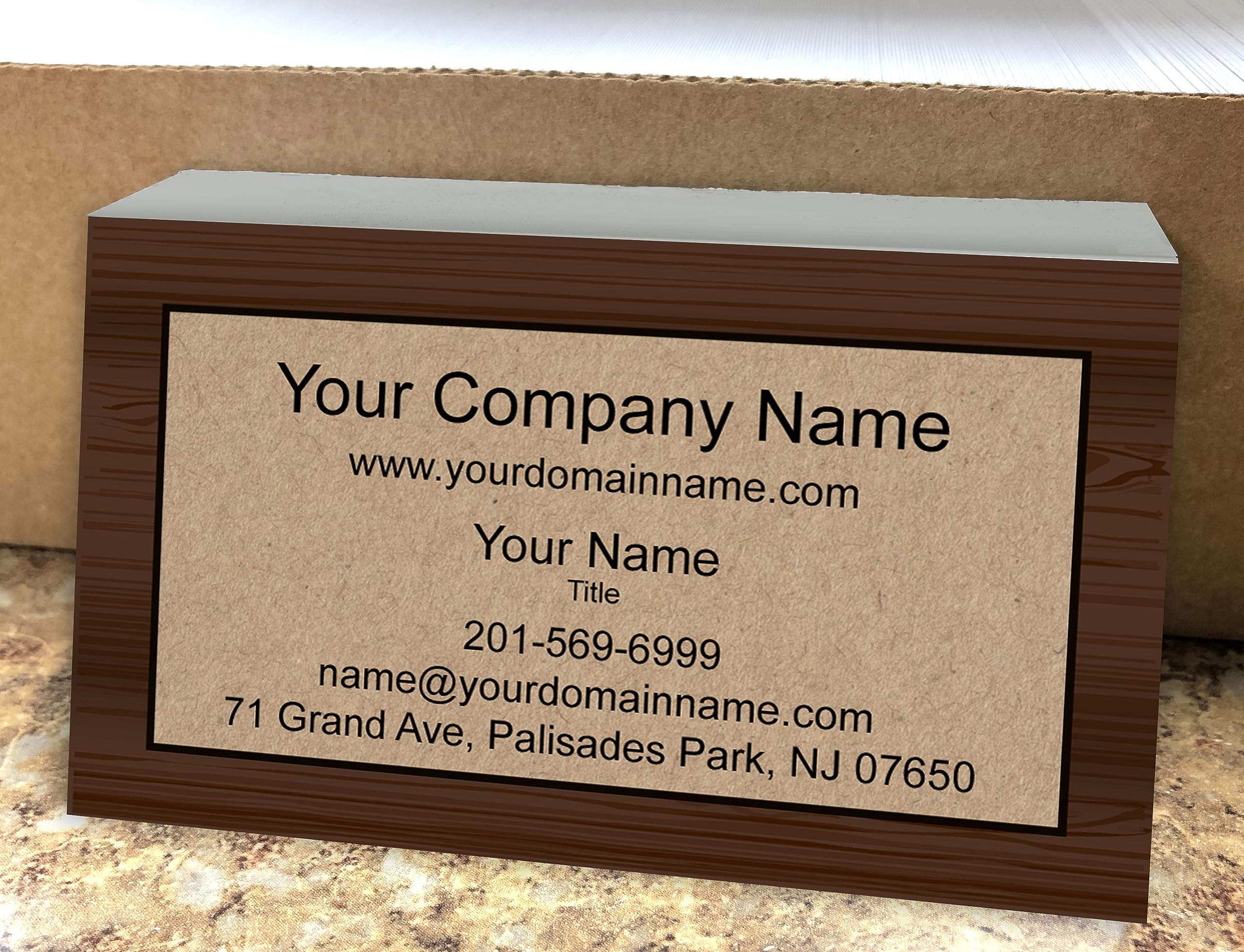 IMPACTONLINEPRINTING, Business Cards 100pcs - Thick Smooth16Pt Paper(350gsm), woodframe