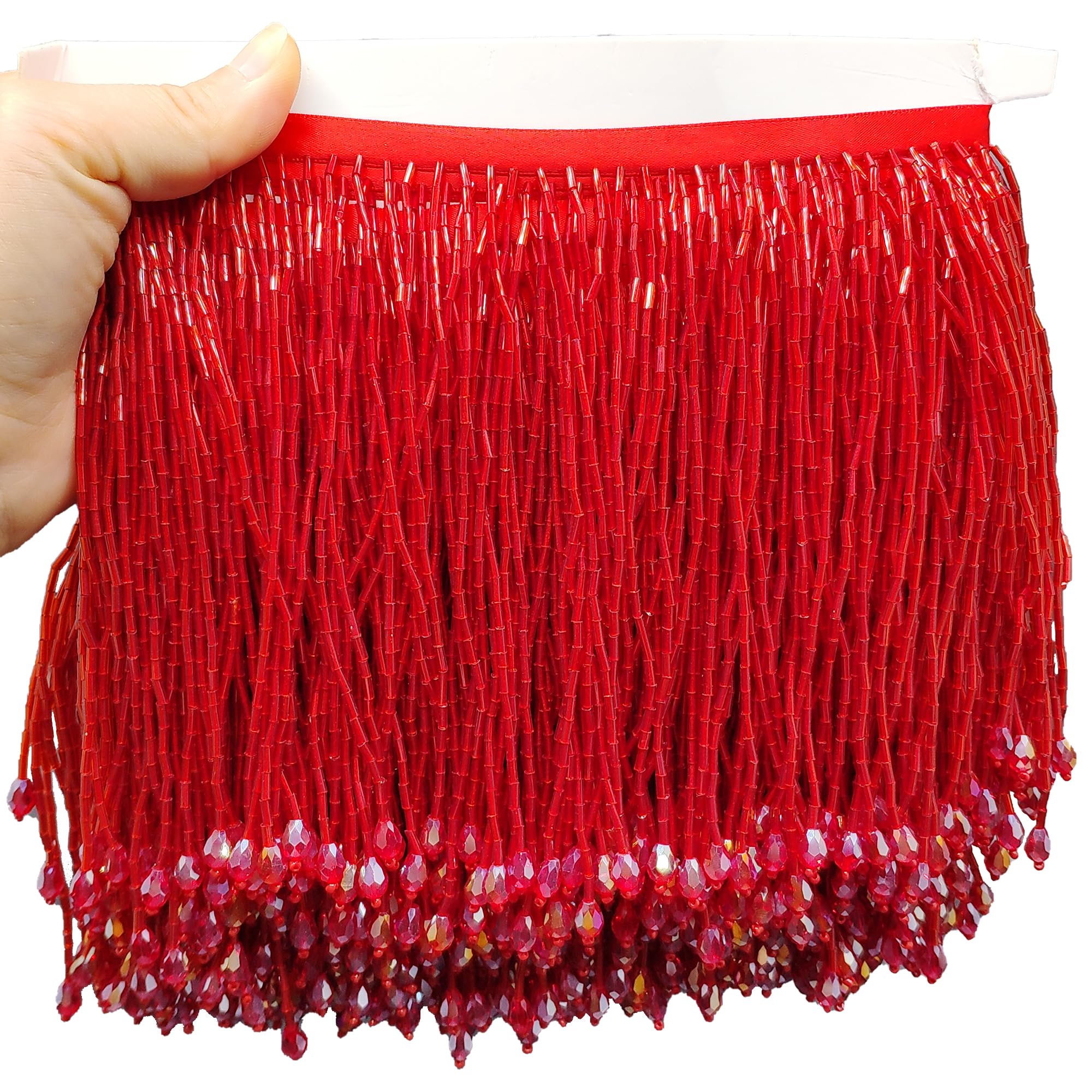 Glass Beads Trim Tassels 6in Wide 1 Yard Fringe Trim Heavy Beads DIY Decoration Stage Performance Dance Wedding Dress Tassellace Chain Tassel