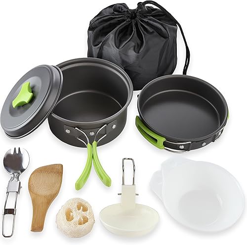 Miniatura 3 de MalloMe Kit de utensilios de cocina de camping para equipo de mochilero  Juego de cocina de camping  Juego de ollas y sartenes  Estufa de
