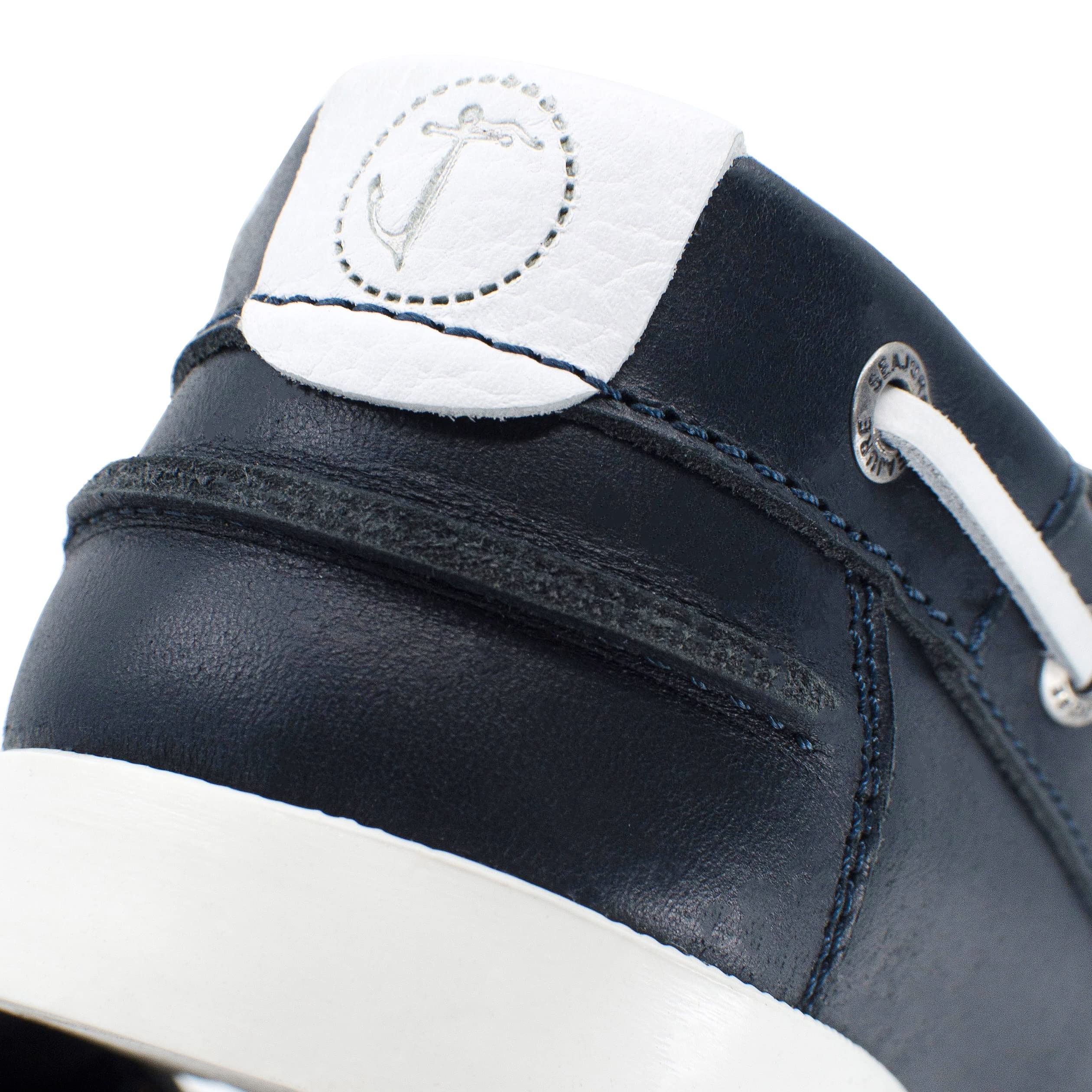 Seajure Chaussures Bateau pour Femme Cannon en Cuir Bleu Marine