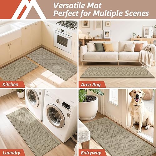 Miniatura 15 de COSY HOMEER Tapetes de cocina antideslizantes de polipropileno grueso para el hogar, lavable a máquina, 20 x 30/20 x 48 pulgadas, rojo