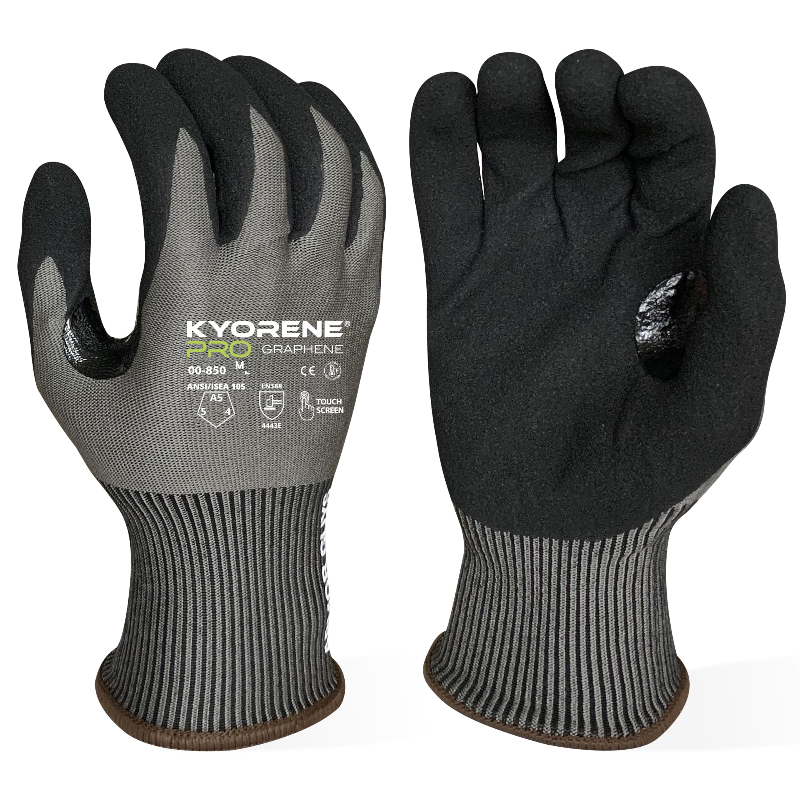 Armor Guys Kyorene Pro 00-850 Gants de travail de protection – Gants de travail A5 résistants aux coupures en nitrile graphène – pour automobile, fabrication, plastique et manipulation de tôle, taille