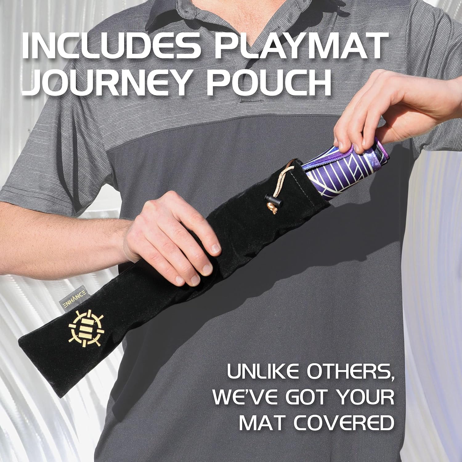 ENHANCE TCG Playmat - Tabletop Card Playmat with Stitched Edges, Smooth Surface, and Drawstring Travel Pouch - Compatible with MTG, YuGiOh, Pokemon, Lord of The Rings, and Other TCG and LCG - Stars