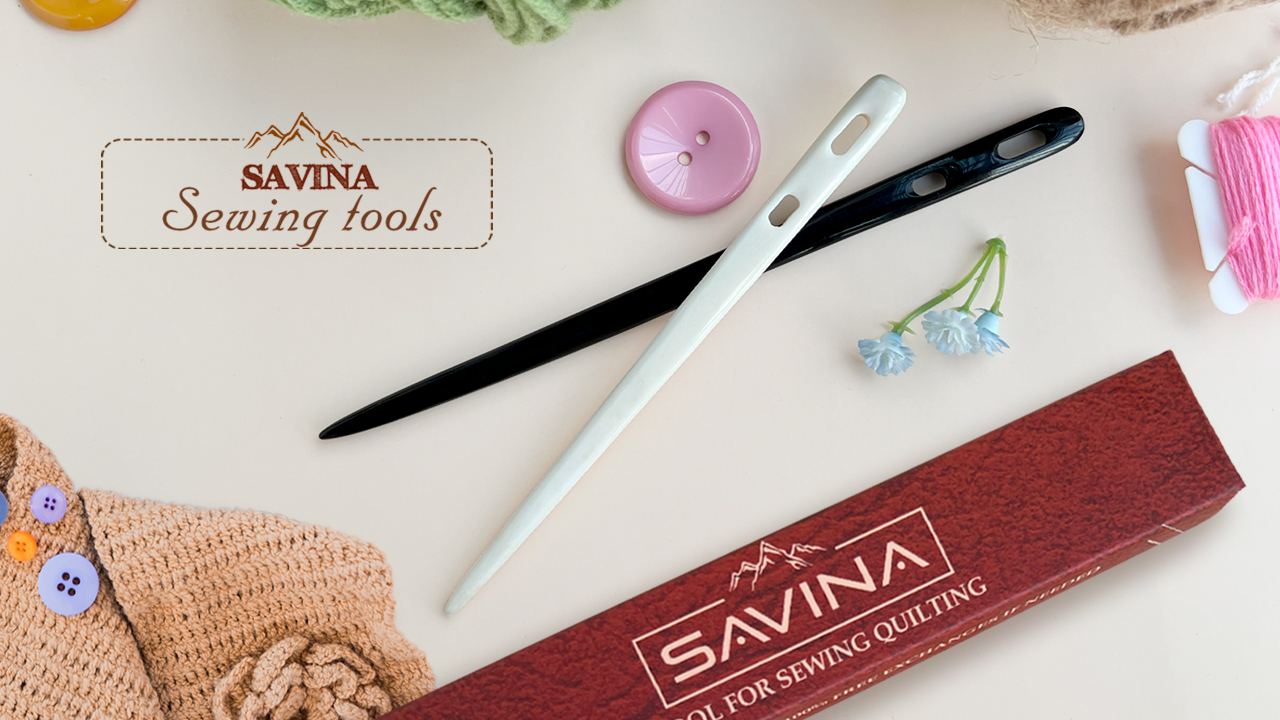 Savina Set Of 2 Nalbinding Needles - Handmade Bone & Horn Large-Eye Needles For Weaving And Craft - View #8