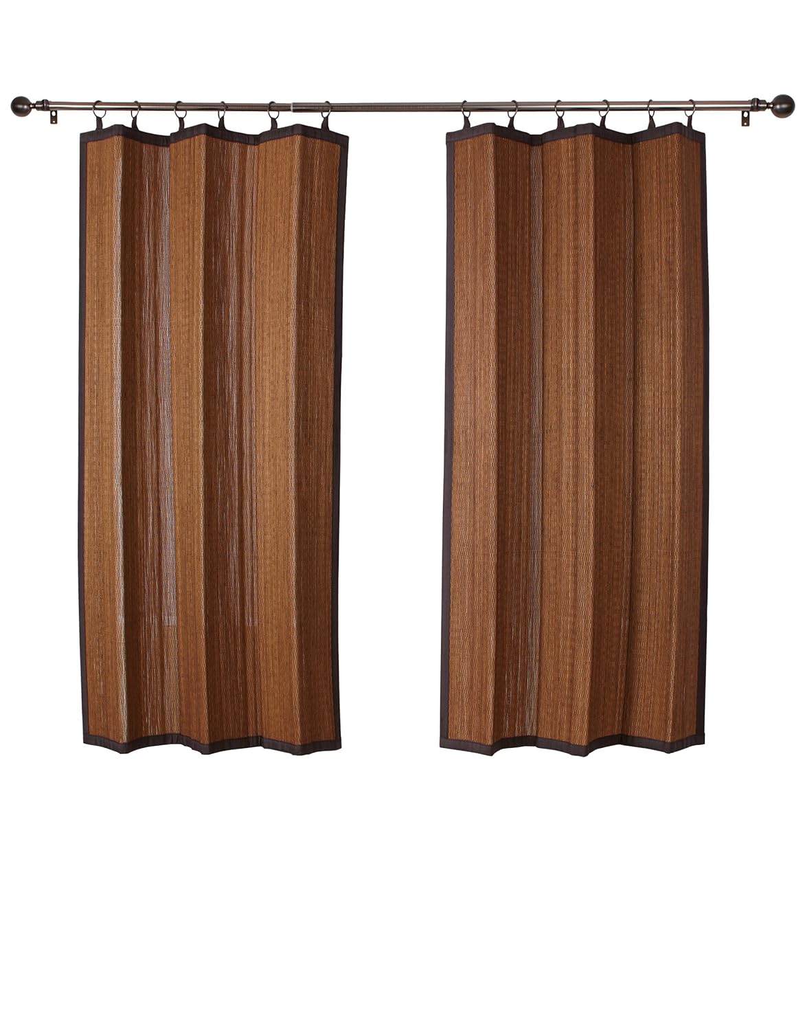 Bamboo Ring Top Curtain BRP12 40Inch L x 63Inch H Indoor/Outdoor Panel, Espresso Brown Amazon.in
