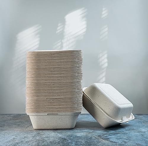 Miniatura 6 de 100 recipientes de alimentos Green Wave de 6 x 6 x 3 pulgadas, contenedor de alimentos 1 compartimento  Contenedores 100% compostables para llevar