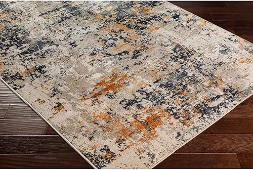 Miniatura 6 de Surya Jefferson - Alfombra moderna con estampado abstracto, 5 pies 3 pulgadas x 7 pies, color gris