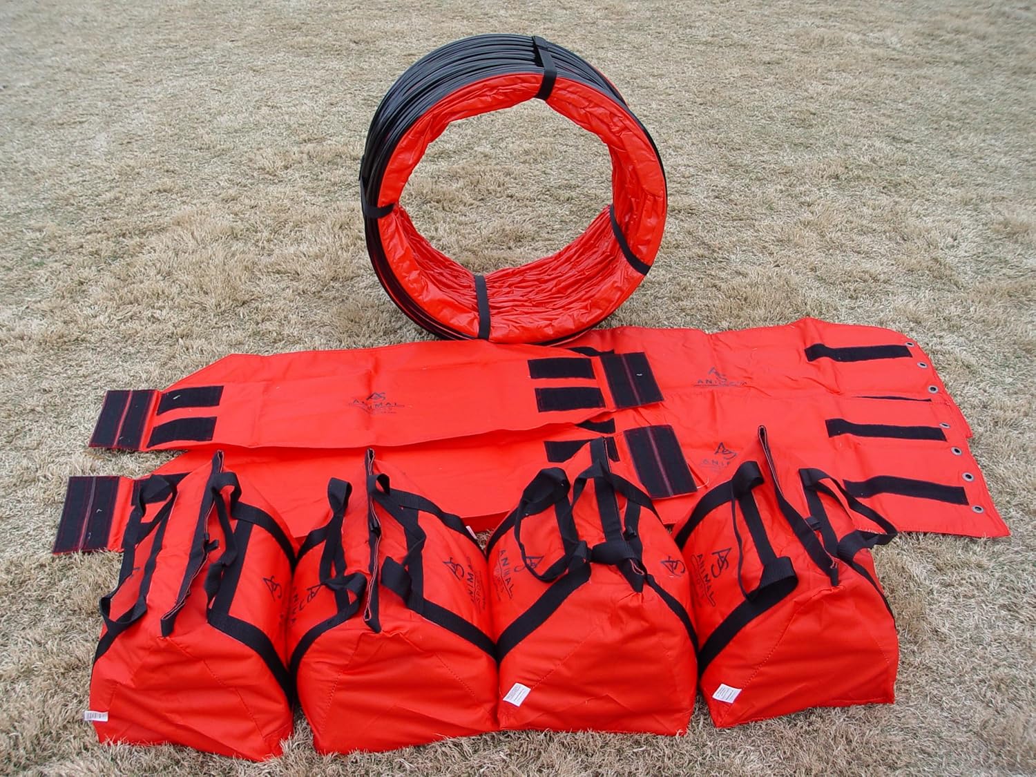 20' Heavy Duty Dog Agility Tunnel with 2 Sets of Tiedown System, Competition & Training, Multiple Colors, 2 Lengths (Red)