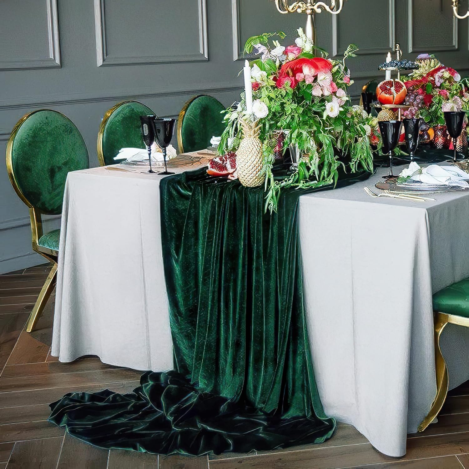 Green Velvet Table Runners Wedding Table Linens 29 x Philippines