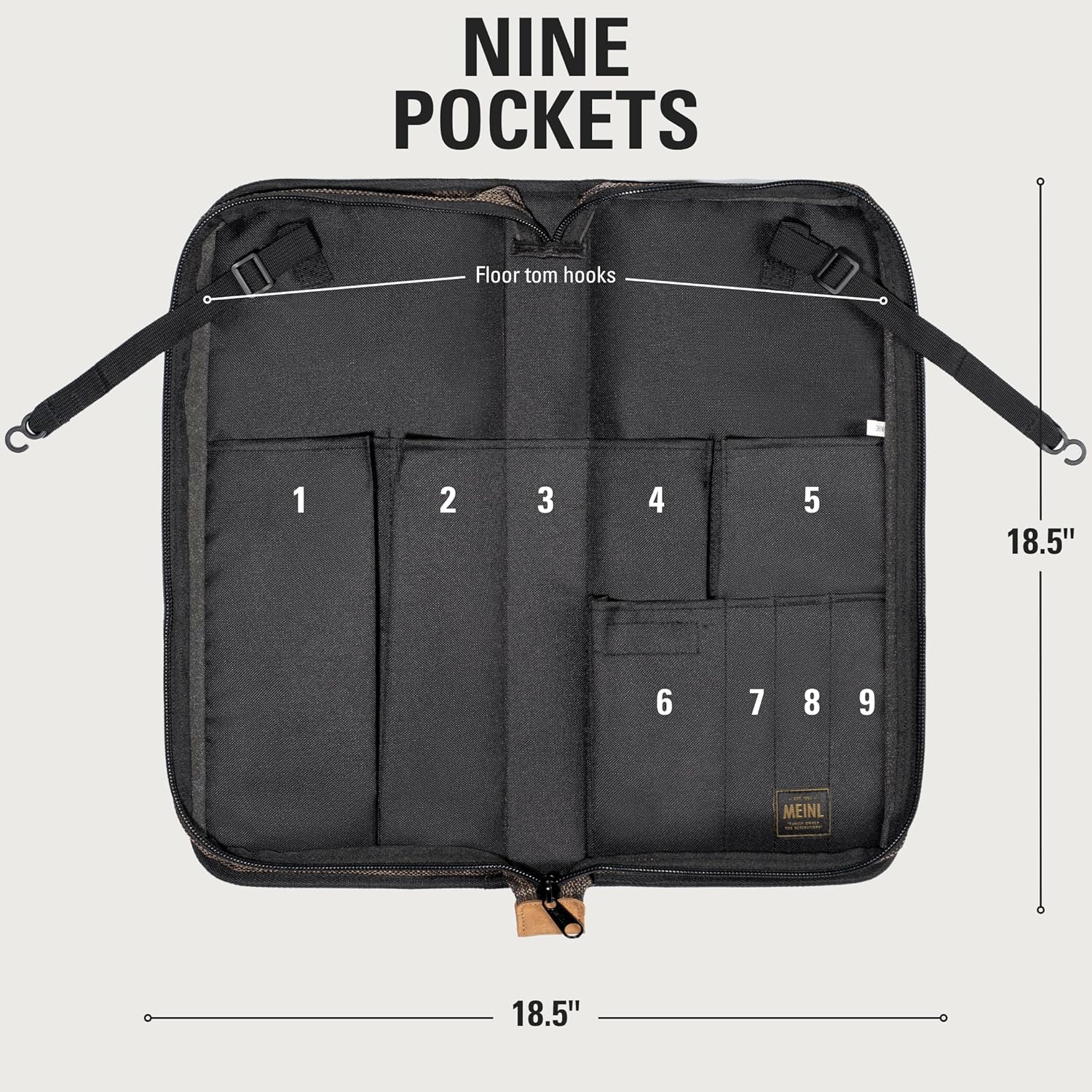 Drumstick Bag — Classic Woven — For Sticks, Mallets, Brushes and Rods, Heavy-Duty Fabric with Shoulder Strap Plus Floor Tom Hooks, 2-YEAR WARRANTY