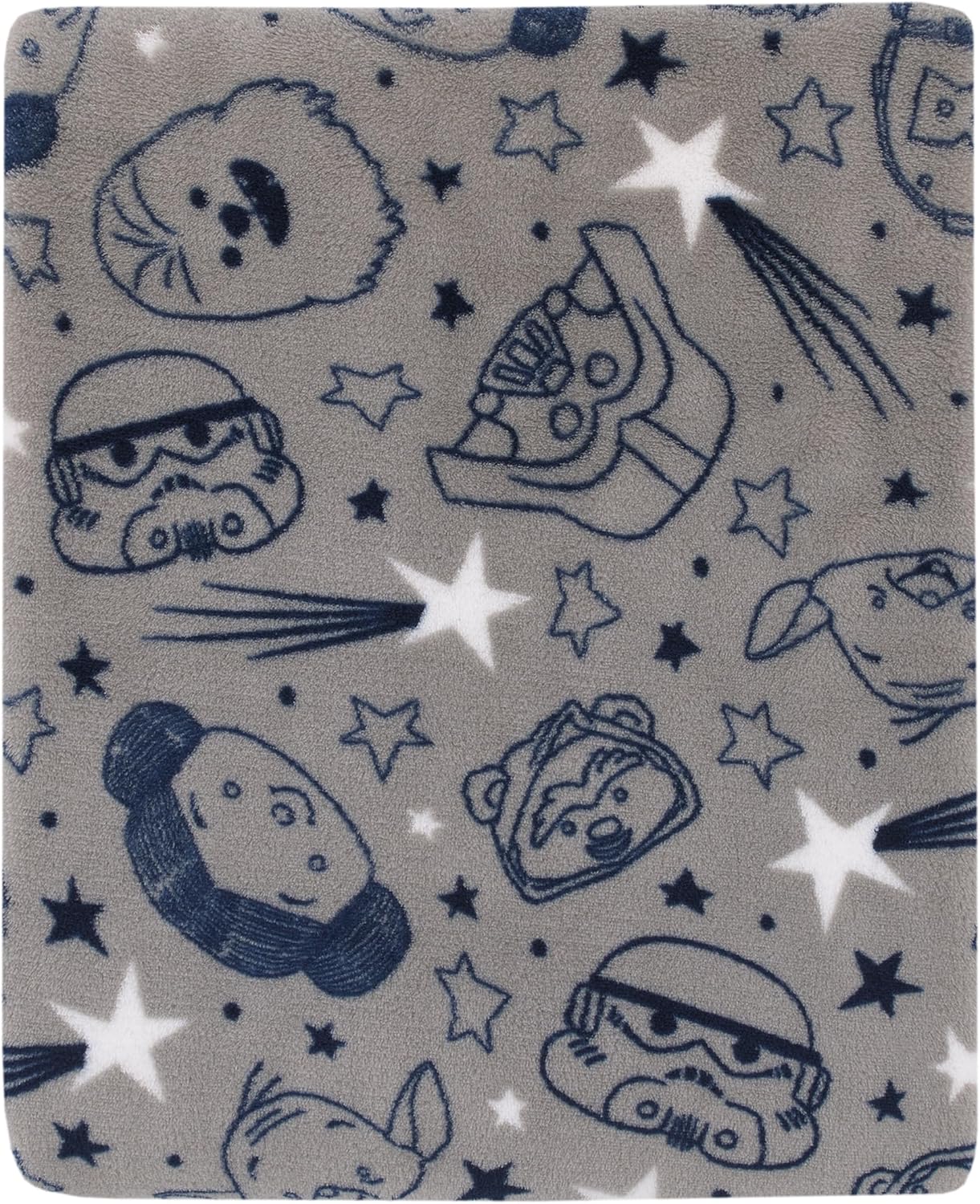Star Wars Welcome to the Galaxy Navy and Gray Princess Leia, R2-D2, Chewbacca, and C-3PO Super Soft Toddler Blanket