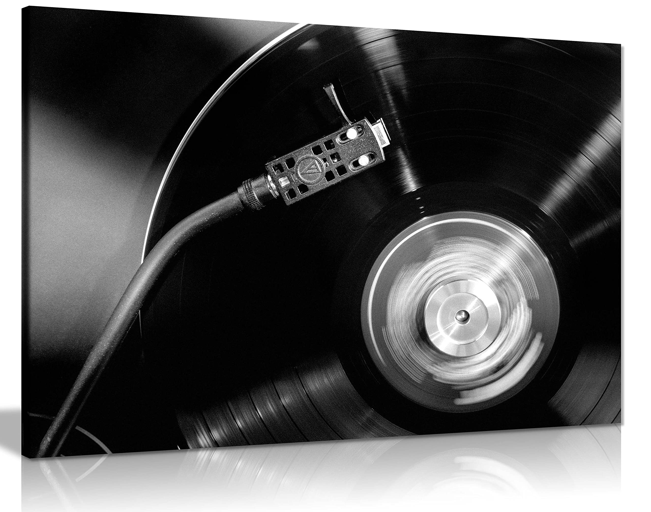 Panther Print Fine Art Prints Black & White Vintage Record Player Artistic Framed Canvas Prints, Pictures For Home Walls, Bedroom, Living Room & Bathr