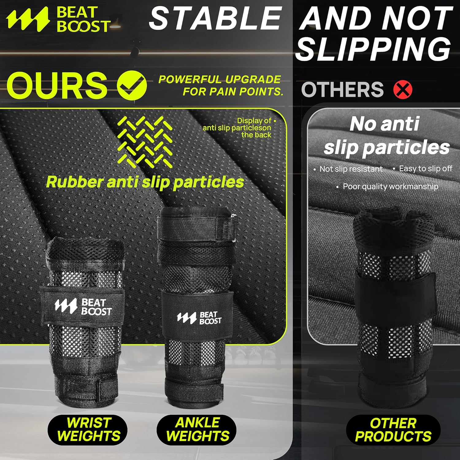 Ankle Wrist Weights 4lb/10lb/15lb/20lb/25lb/30lb BeatBoost Adjustable Leg Arm Weights for Men Walking Pilates Exercise Workout Gym Aerobics