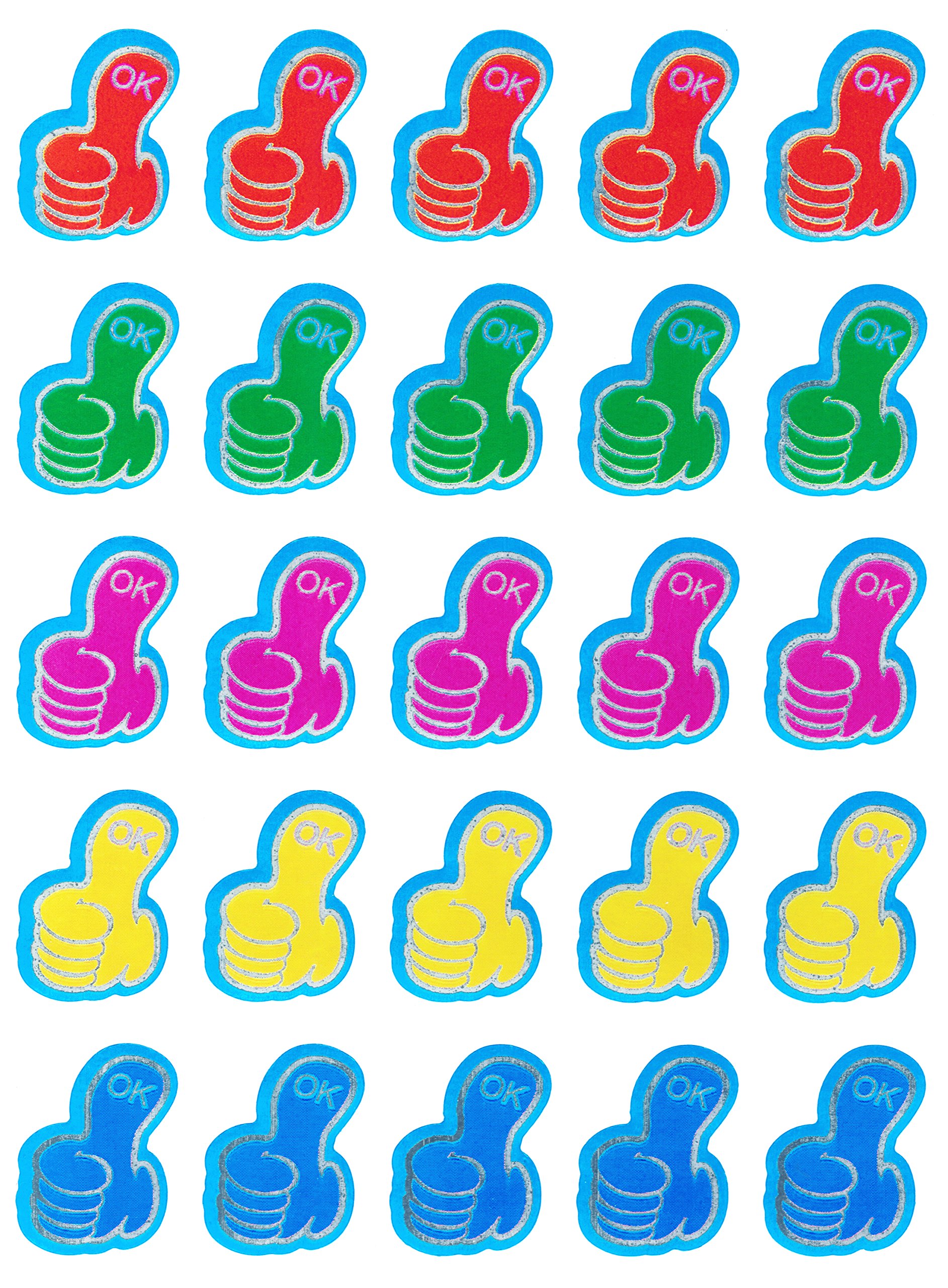 Oxford Novelties 250 Stickers Well Done Thumbs Up Sticker School Reward Scrapbook 10 Sheets Of 25 ( Set 2 )