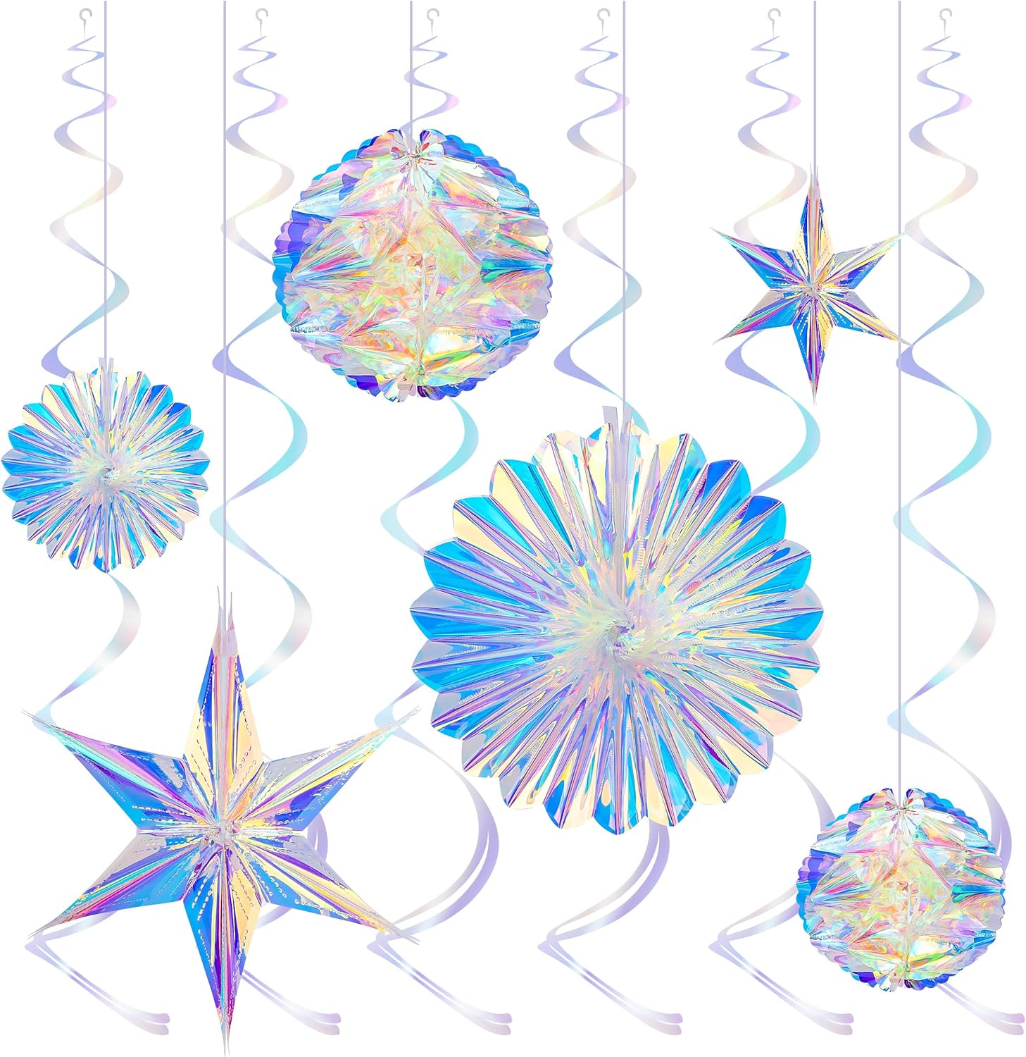 BTSD-home Bundle of Iridescent Party Decorations with Hanging Honeycomb Ball Decorative Paper and 29 Pcs Iridescent Party Decorations
