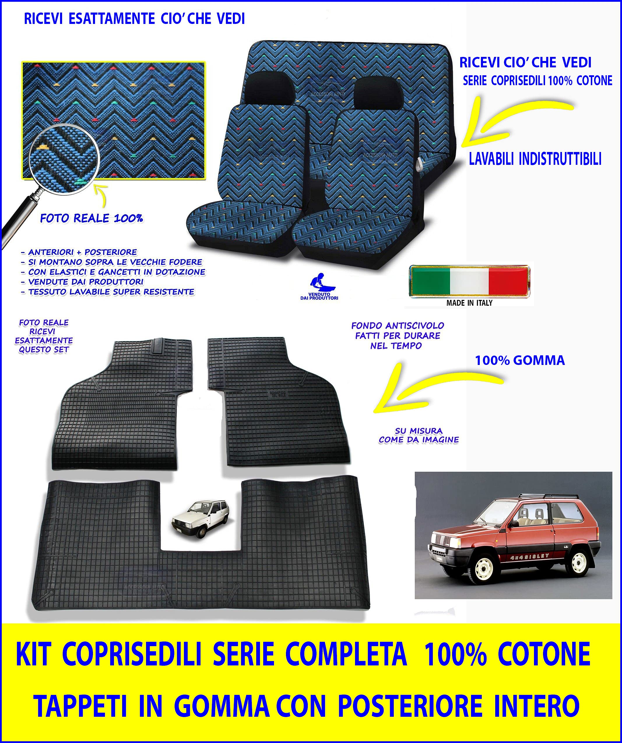 Coprisedili Auto Panda 4x4 1986-2003 - Set Completo In Tessuto Originale, Preconfezionato - Foto 3
