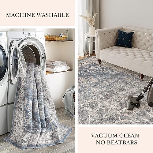 Miniatura 5 de ComiComi Alfombra de área de 5 x 7 pies, ultra delgada, lavable, impresión vintage para sala de estar, alfombra de dormitorio resistente a las