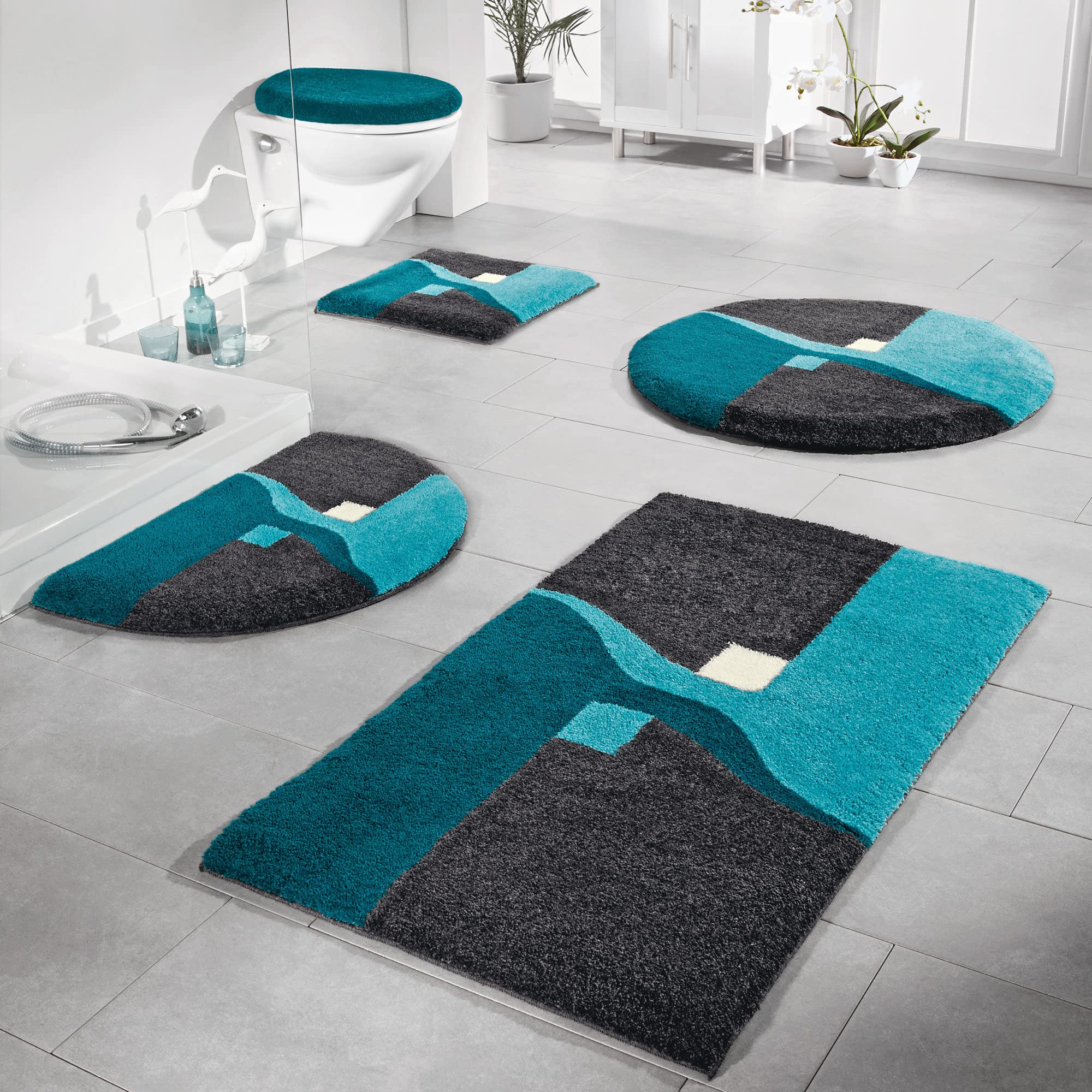 Arthome Graue Badezimmer-Teppiche – 50x80 Cm, Shaggy-Mikrofaser, Saugfähig & Anti-rutsch, Maschinenwaschbar