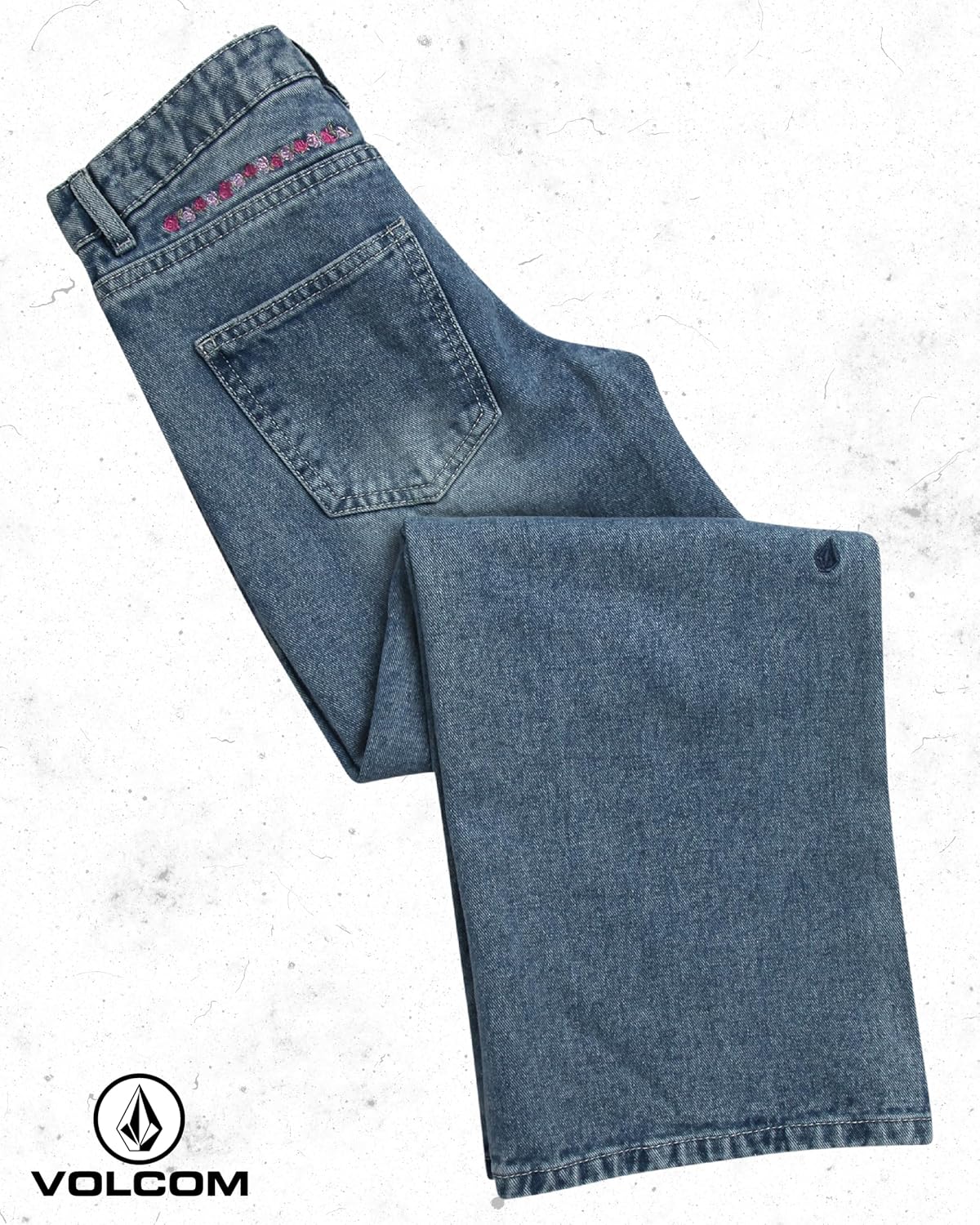 Volcom Girls Wide Leg Jeans - Soft Cotton Relaxed Fit Cute Girls Jeans Super Baggy Denim Pants for Teens with Pockets
