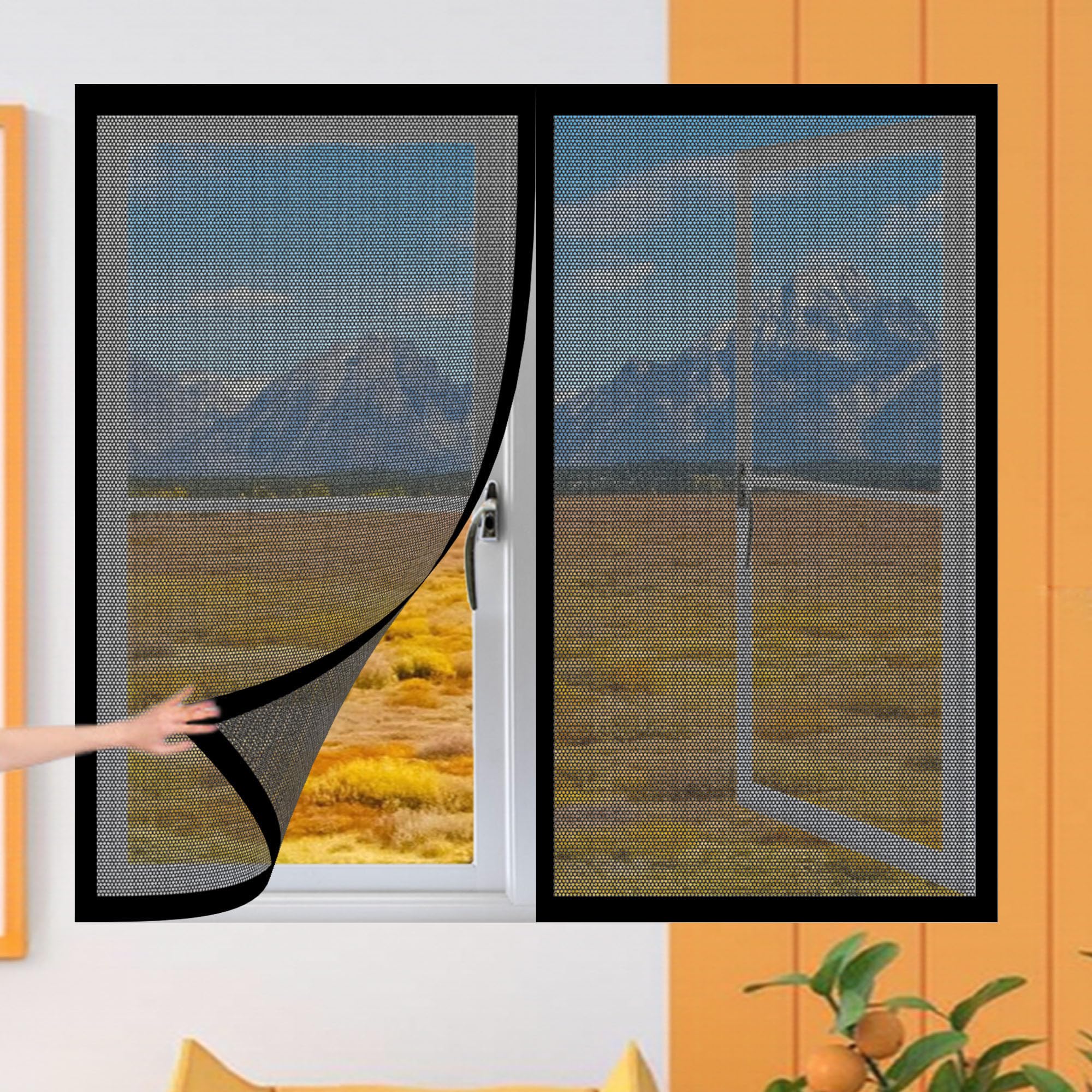 Gouer Black Diy Fly Screen Windows 130 X 170 Cm Keep Fly Mosquito Out Selfadhesive Window Guard Screen Easy Install For Windows Doors And Patio Screens,