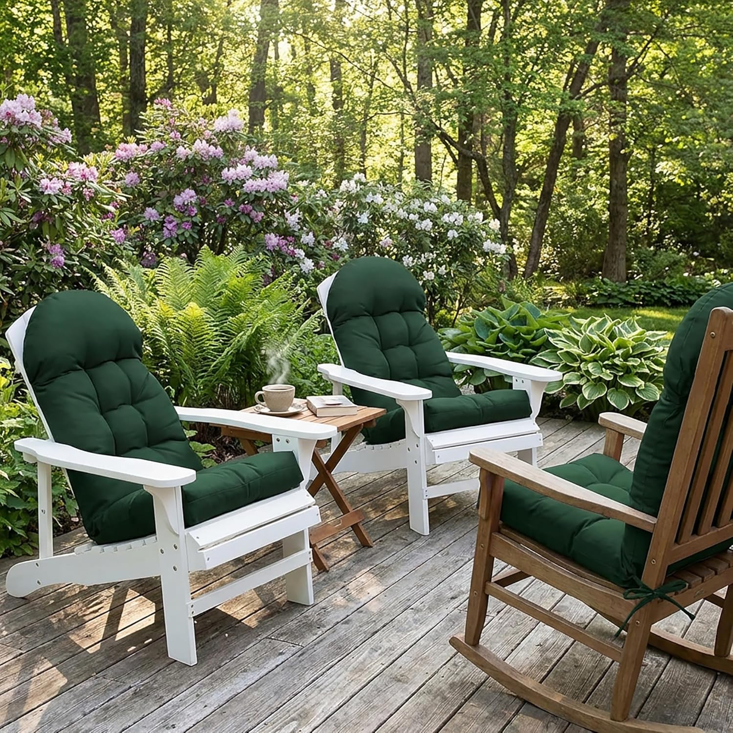 Enipate Weather Resistant Adirondack Chair Cushions High Back Indoor Outdoor Patio Tufted Lounge Cushion Seat Pads