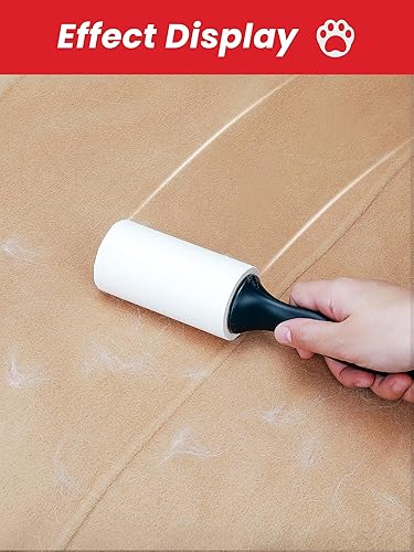 Miniatura 5 de Rodillos de pelusa para pelo de mascotas extra pegajosos, 360 hojas en total, 1 mango con 4 recambios, removedor portátil de pelusa para mascotas,