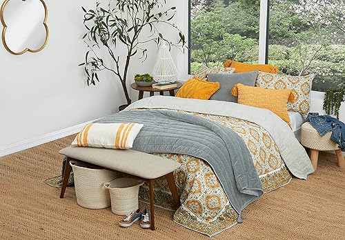 Miniatura 5 de carol & frank Link Ochre - Almohada tejida de 14 x 22 pulgadas, color amarillo