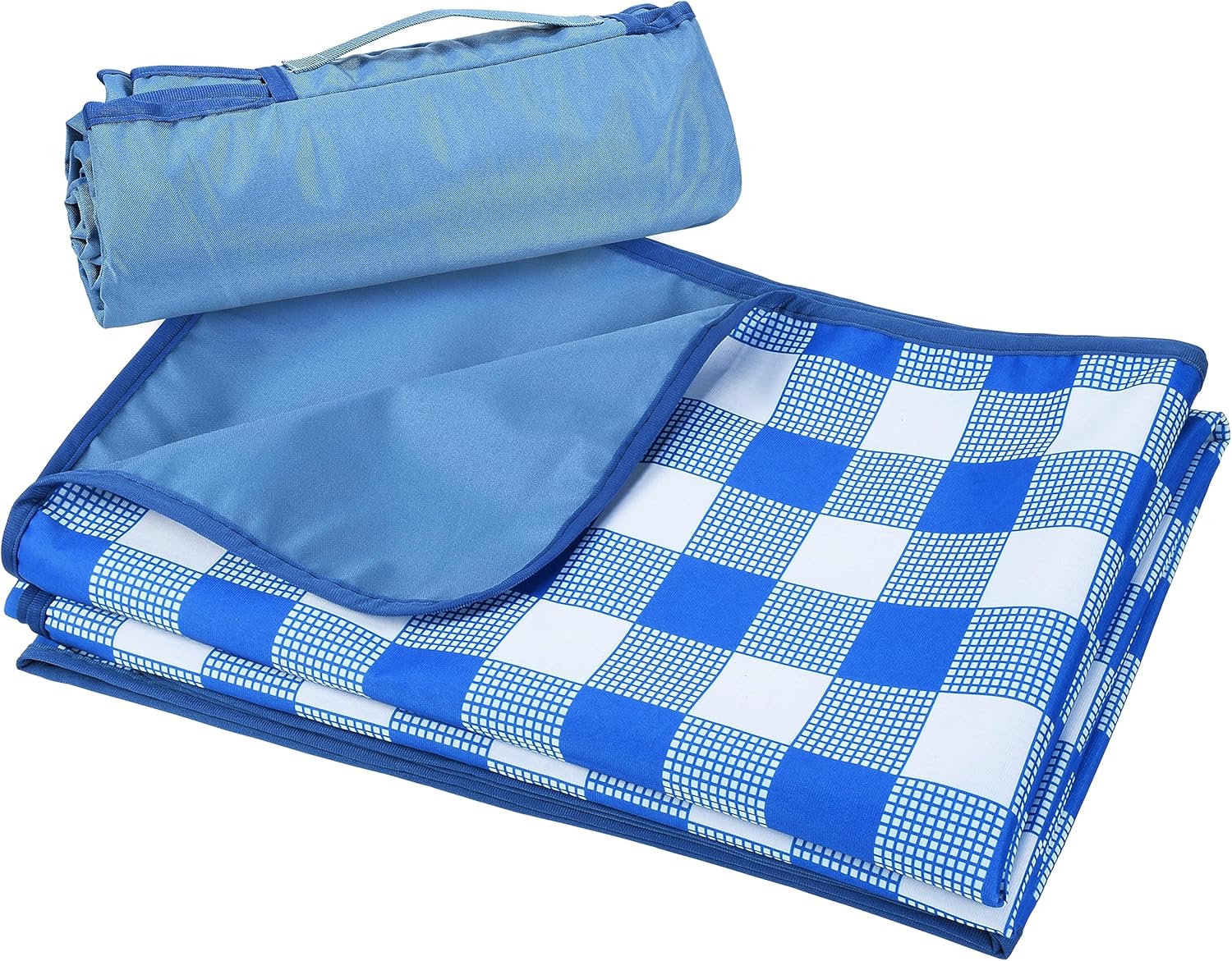 Tirrinia 60"x 80" Picnic Waterproof Outdoor Blanket, Blue Plaid Table Cloth Covers for Dining, Camping, Outdoor, Foldable Camping Blanket for Travel Family Concerts