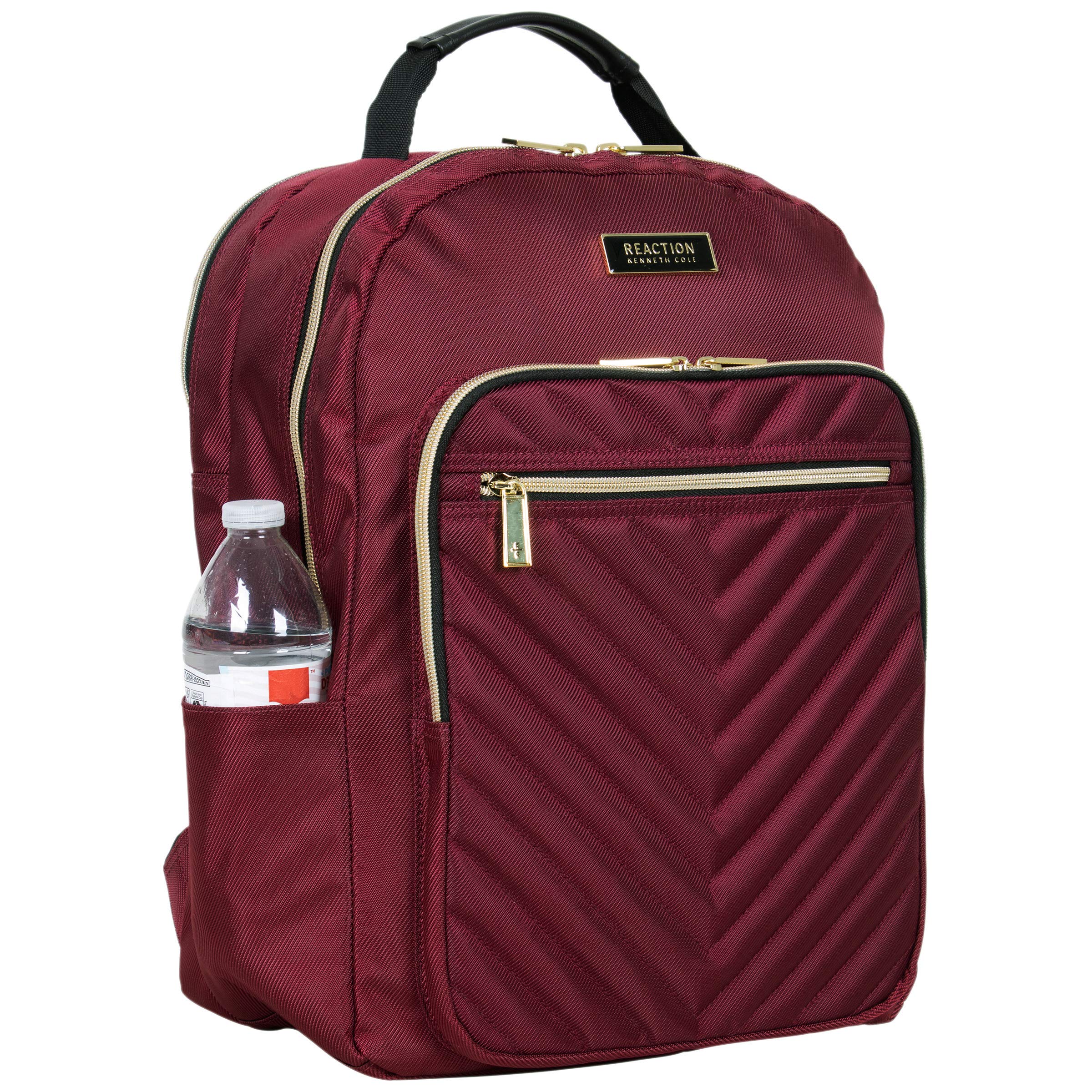 Kenneth Cole Reaction Women's Chelsea Chevron Quilted 15-Inch Laptop & Tablet Fashion Travel Backpack, Burgundy, Laptop 1