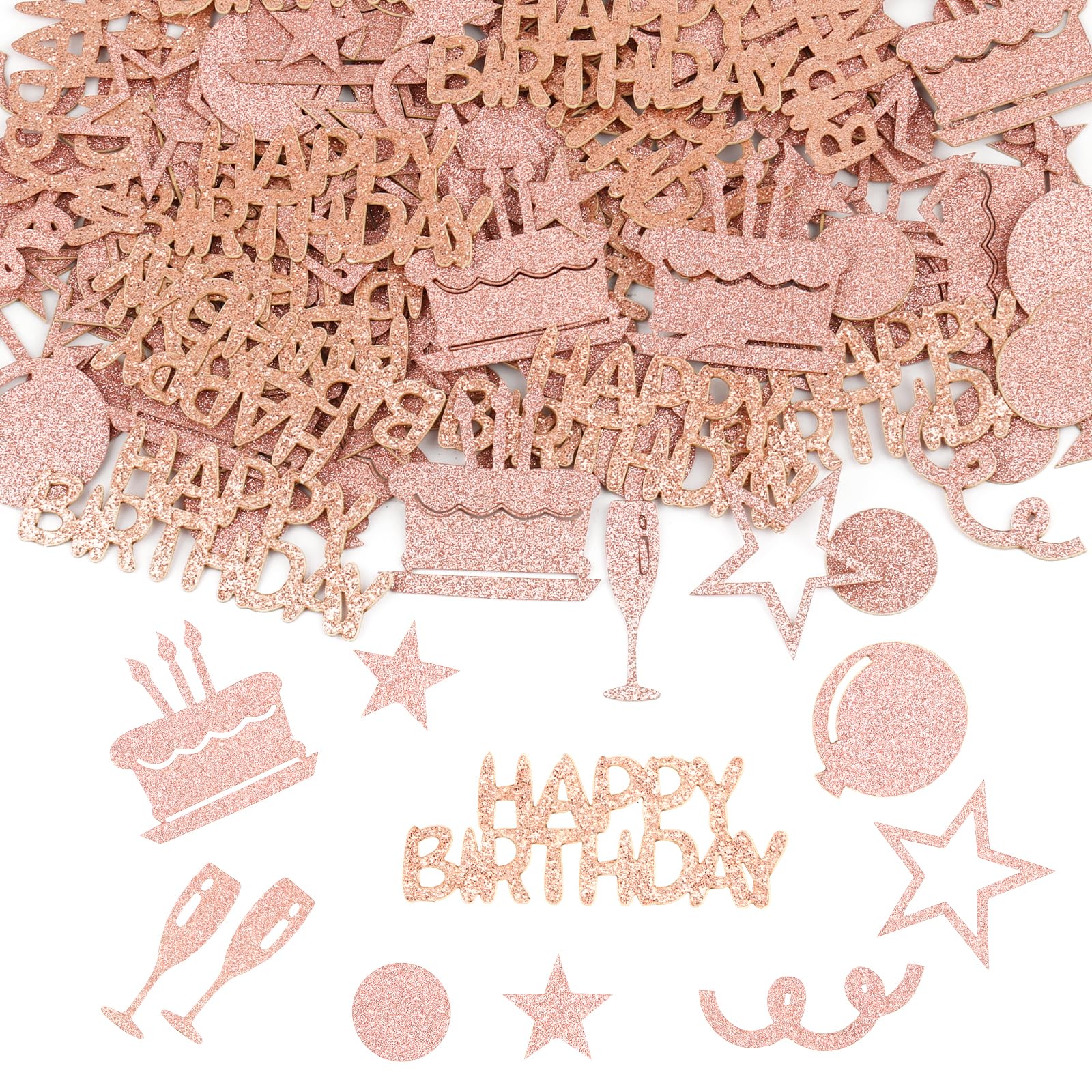100 Stück Konfetti Tischdeko Geburtstag, 5cm Groß Streudeko Geburtstag frauen, Glitzer Happy Birthday Deko Confetti für Jubiläen, Geburtstage, Party, Tischdeko (Rosegold)