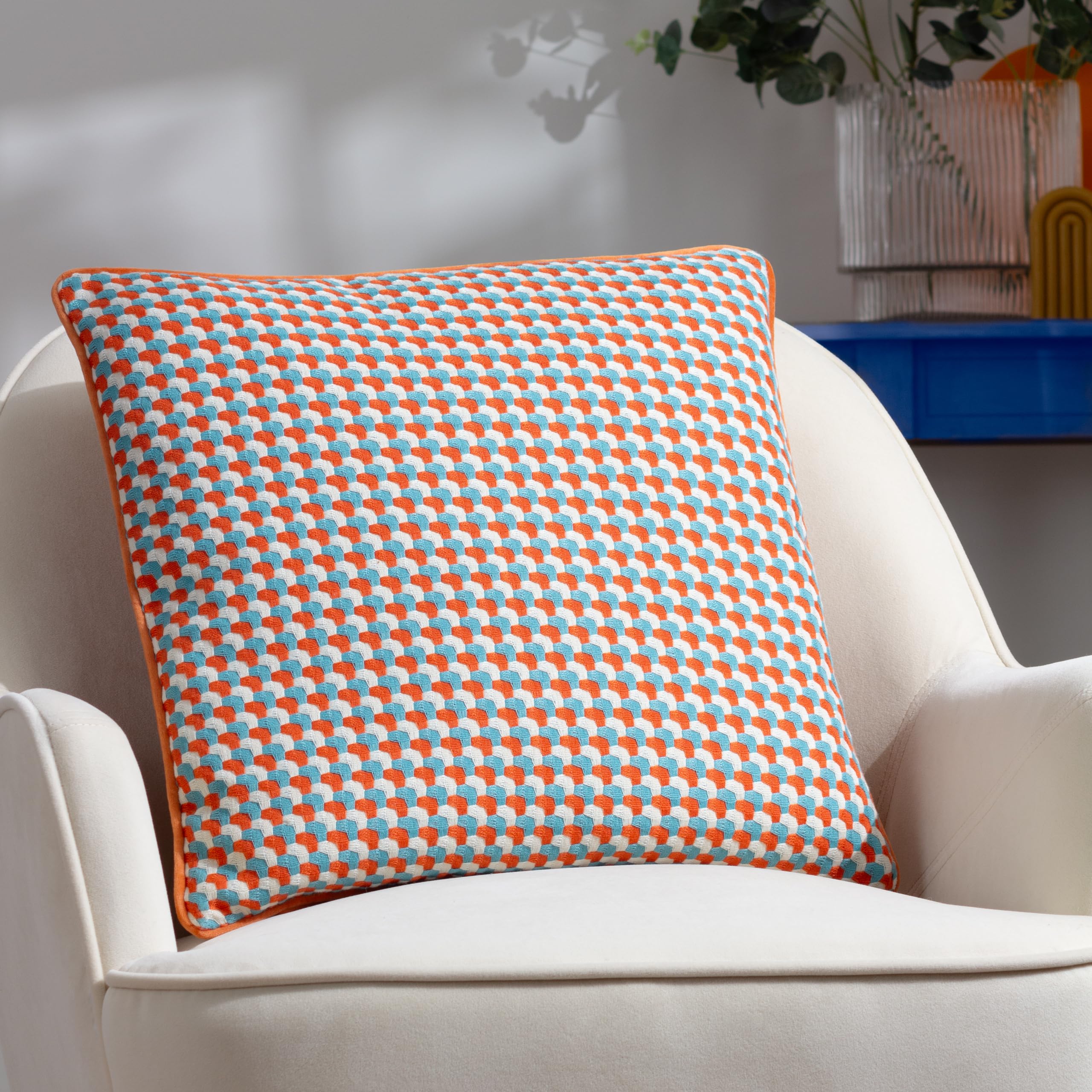 furn. Marttel Geometric Jacquard Feather Rich Filled Cushion