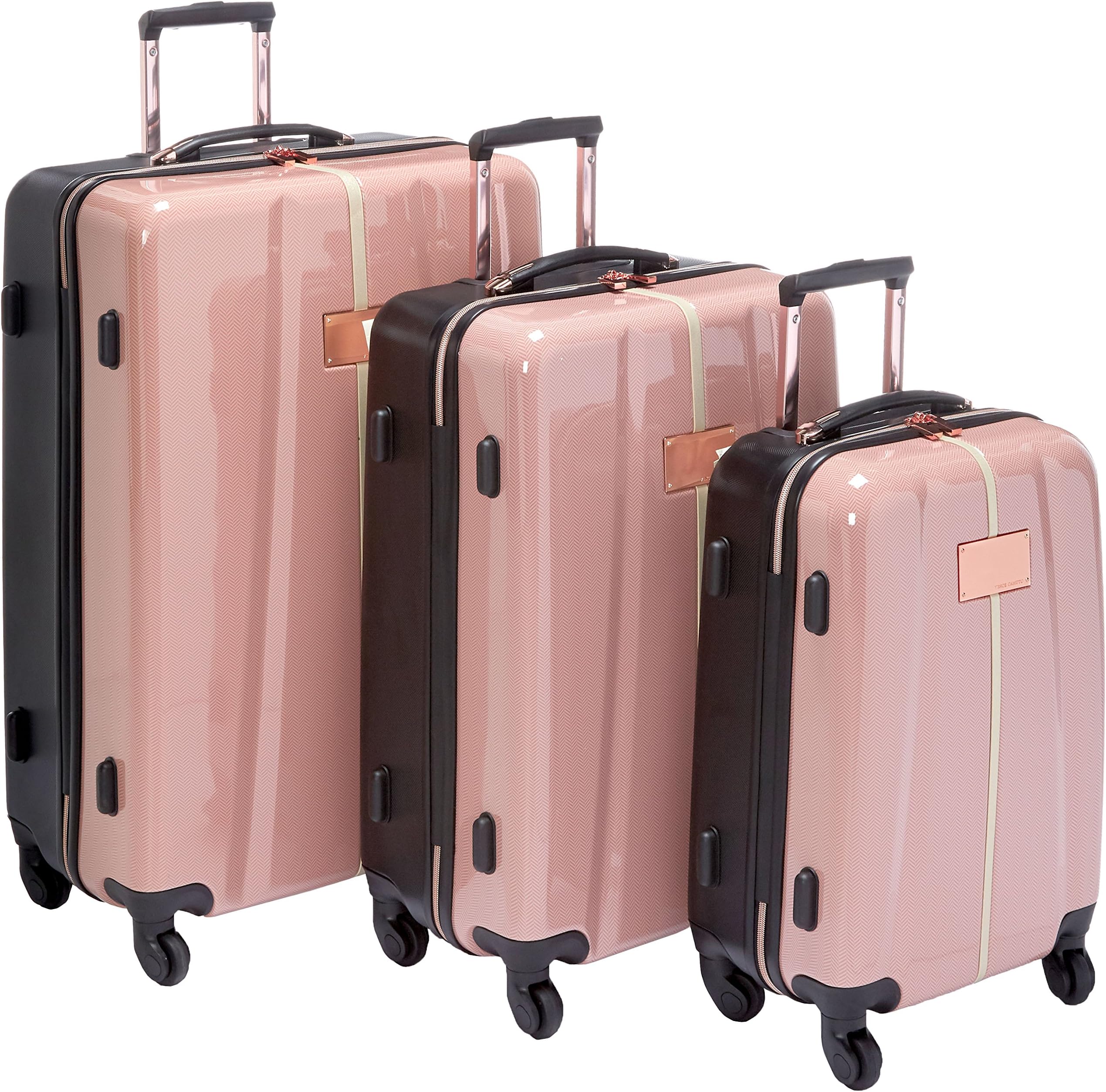 Vince Camuto Leonee 3 Piece Hardside Luggage Spinner Set, Rose Gold, One Size