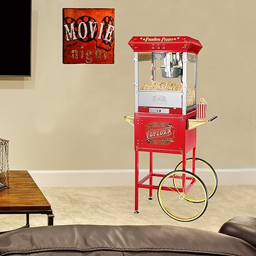 Miniatura 4 de Máquina de palomitas de maíz Pasadena con carrito, hace 3 galones, hervidor de 8 onzas, cajón de viejas sirvientas, bandeja de calentamiento y