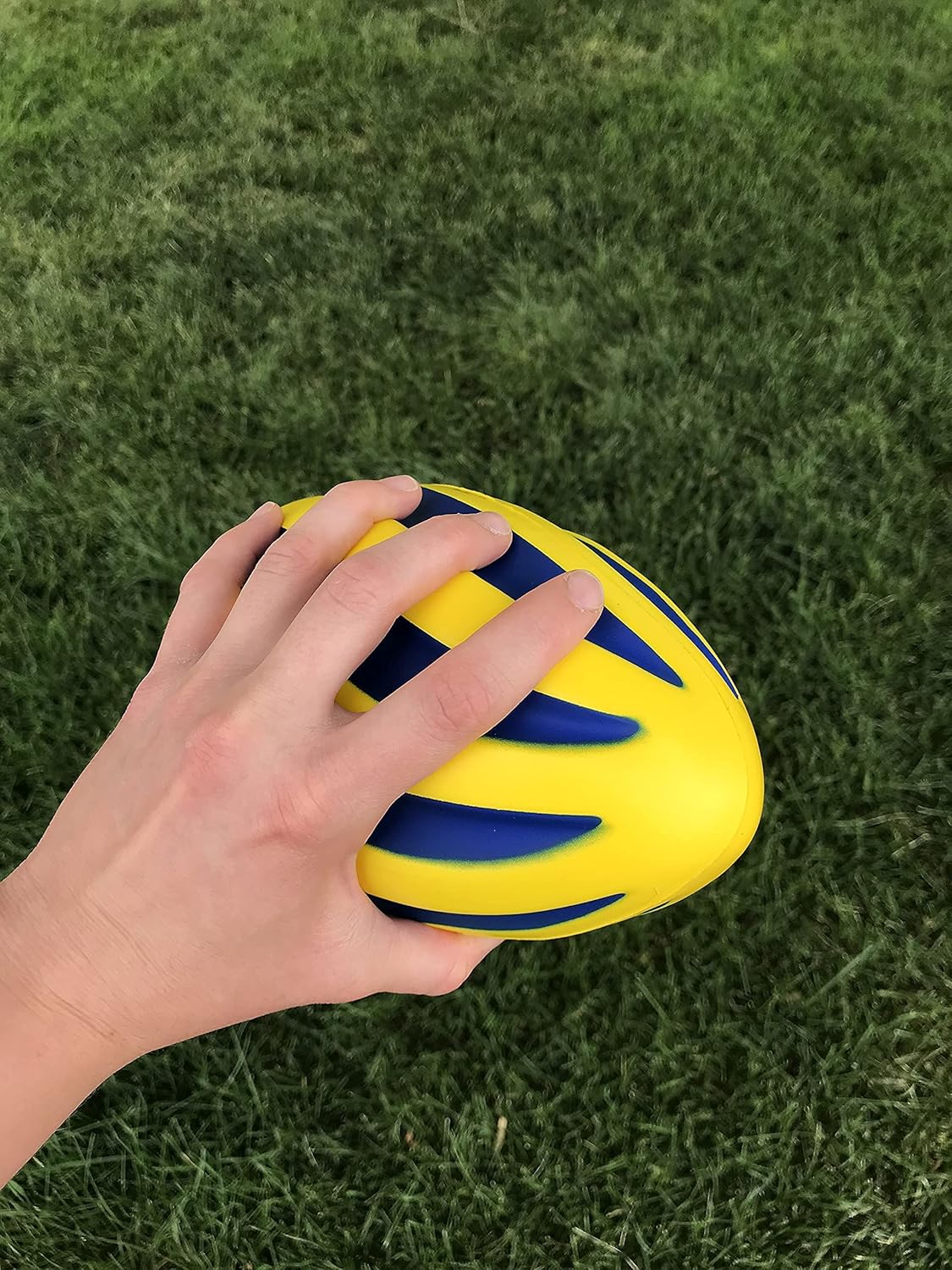 LMC Products Spiral Foam Football - Foam Football for Kids - Each Quality Kids Football is 9 Inches - Junior Football Youth - Small Football (Yellow & Blue) : Toys & Games