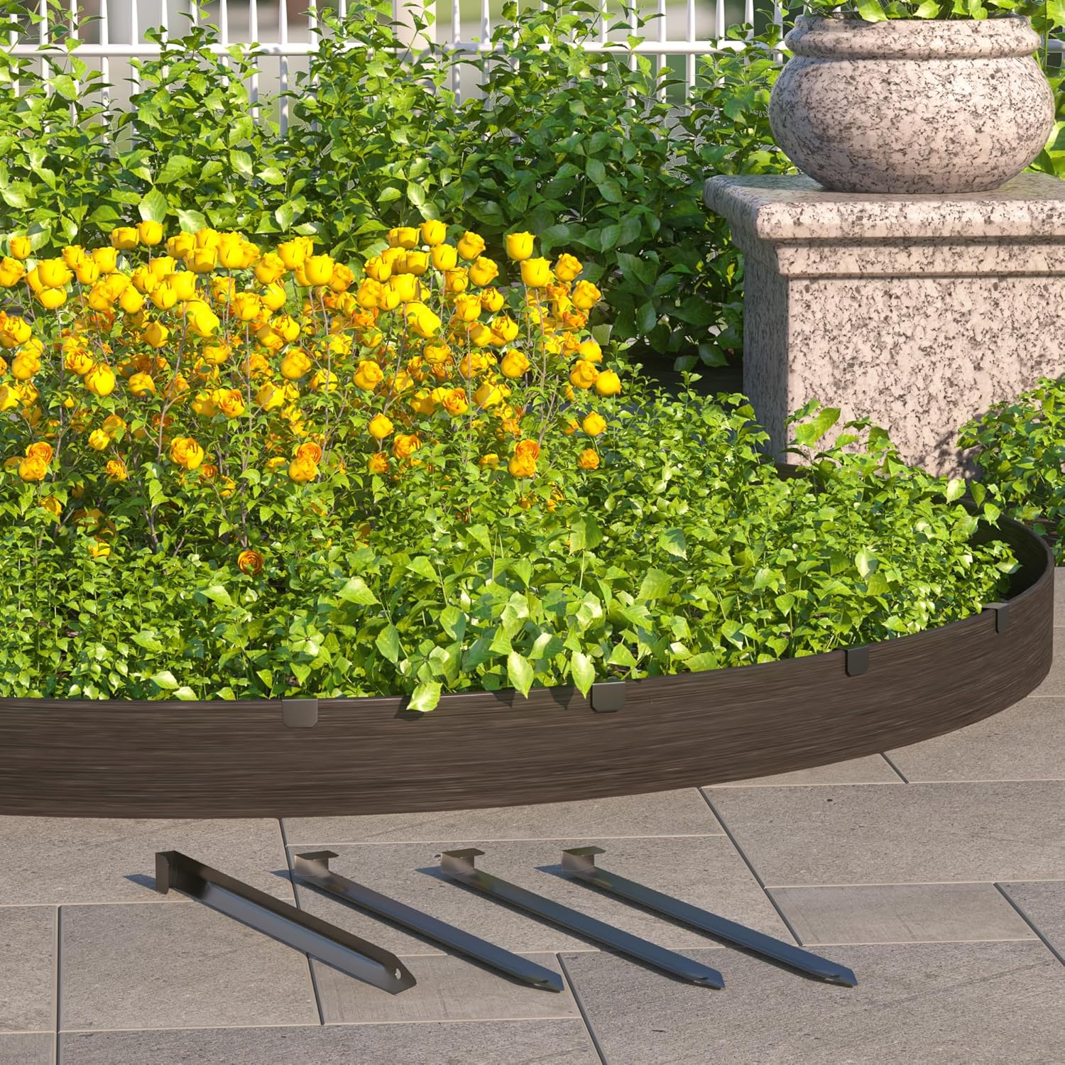 20Pcs Metal Landscape Edging Stakes, 10 Inch Garden Stakes Landscape Anchoring Spikes for Terrace Board, Landscape Edging Coil, Grass Barrier, Bender Board, Garden Liner, Black