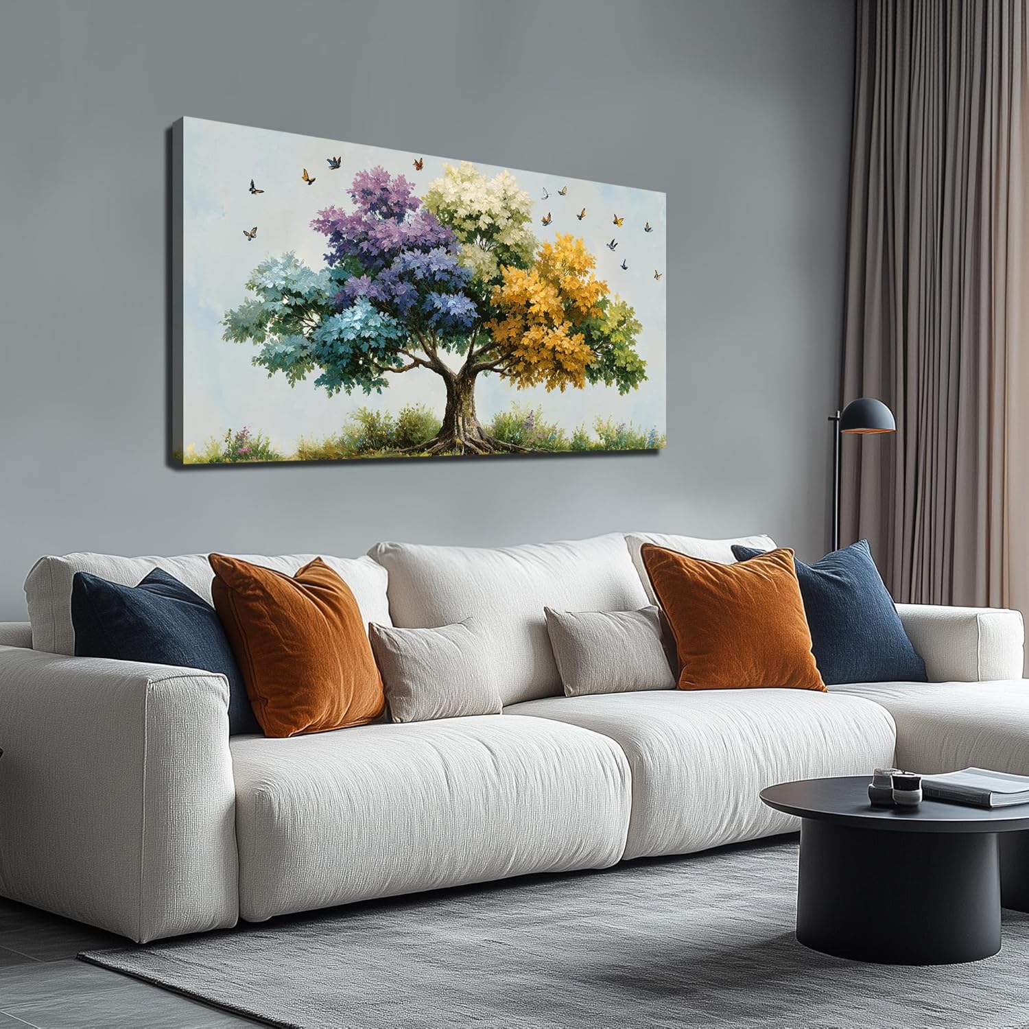 Kepgonegu Large Tree of Life Wall Art for Living Room Landscape Canvas Prints Colorful Butterfly Art for Bedroom Home Office Size 20x40