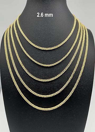 Miniatura 5 de Cadena cuadrada de trigo de oro de 10 quilates y 14 quilates de 0.067 in, 0.087 in, 0.102 in, 0.126 in, 0.154 in, 0.177 in, cadenas de oro real