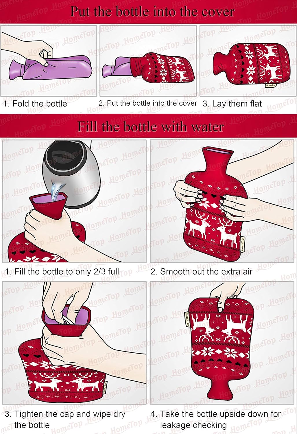 HomeTop Premium Classic Rubber Hot Water Bottle, Great for Pain Relief, Hot and Cold Therapy (2 Liters, Gray) : Health & Household