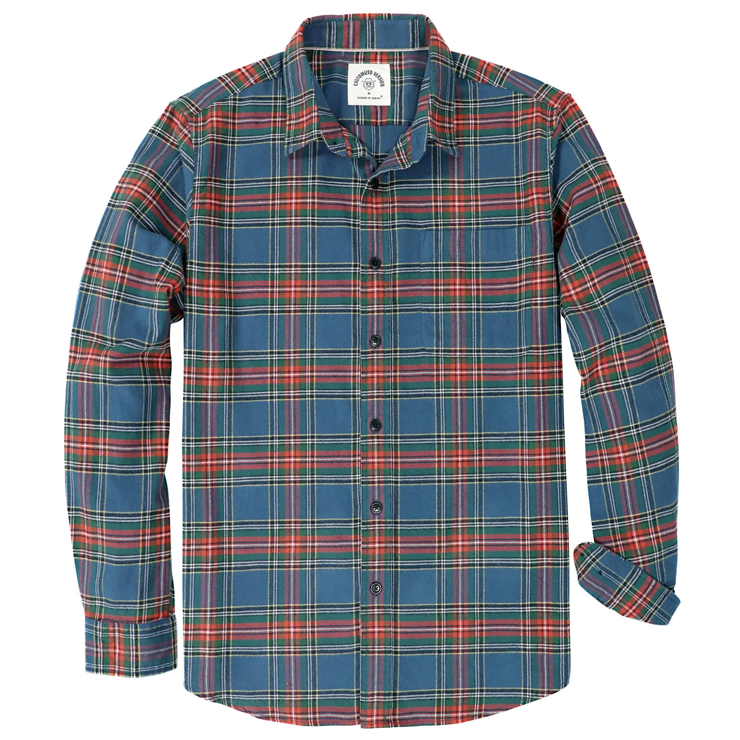 Dubinik Camisa Franela Hombre Cuadros Algodón Leñador Casual Ajuste Regular Botones Camisas Manga Larga Hombre con Bolsillo